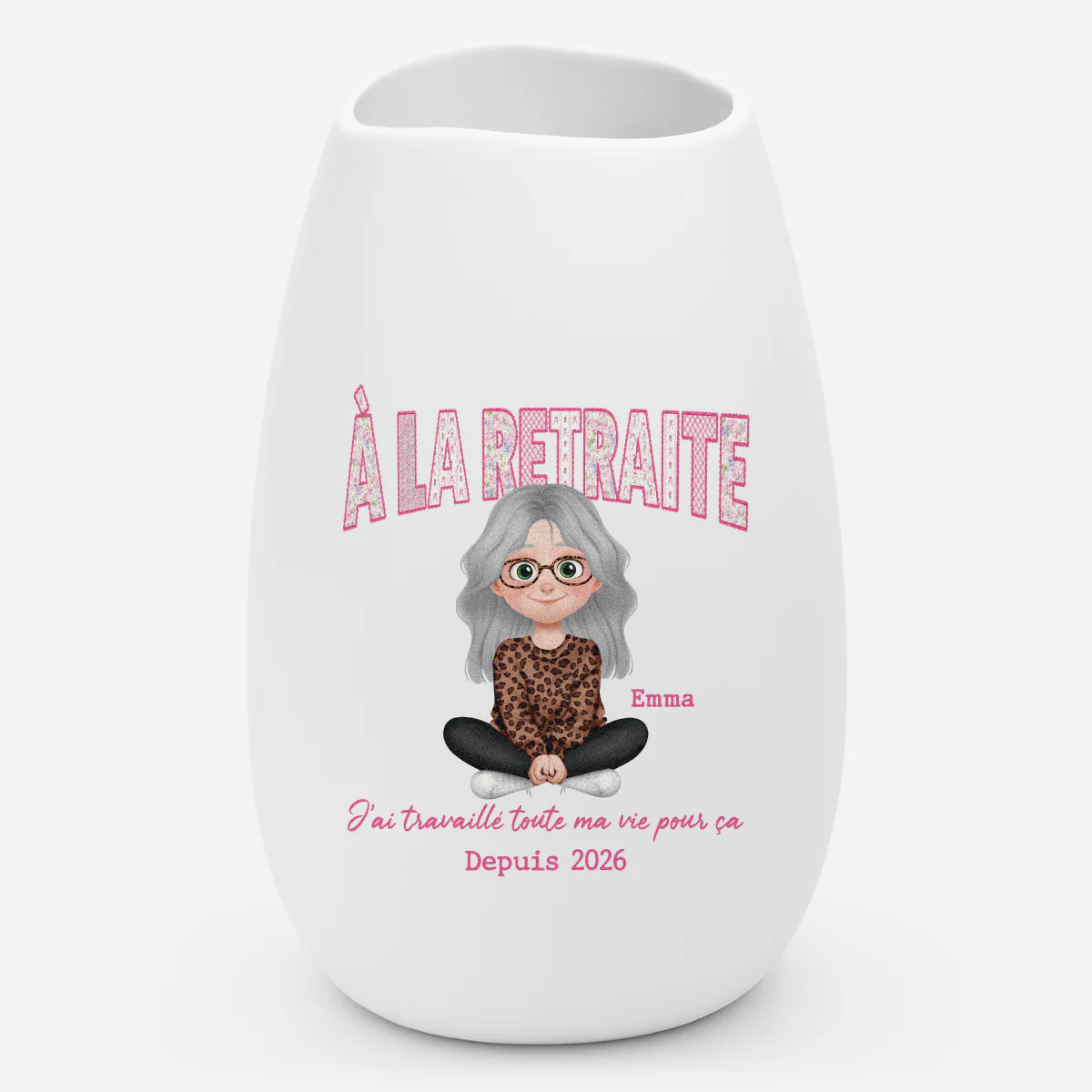 Vase Personnalisé Retraite En Céramique Mate - J’ai Travaillé Toute Ma Vie Pour Ça