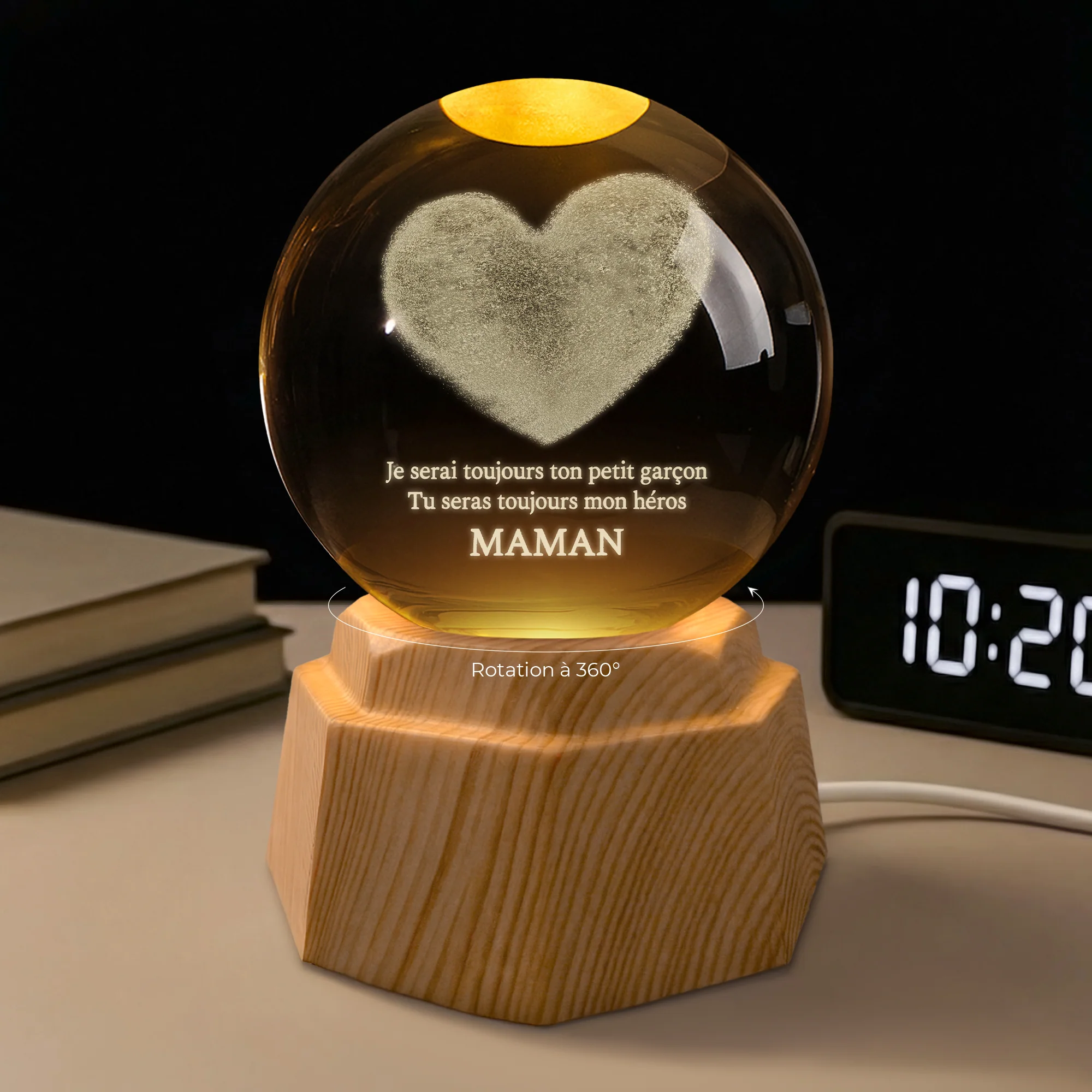 Boule Lumineuse Personnalisé | Maman Papa Mon Héros - Image 2