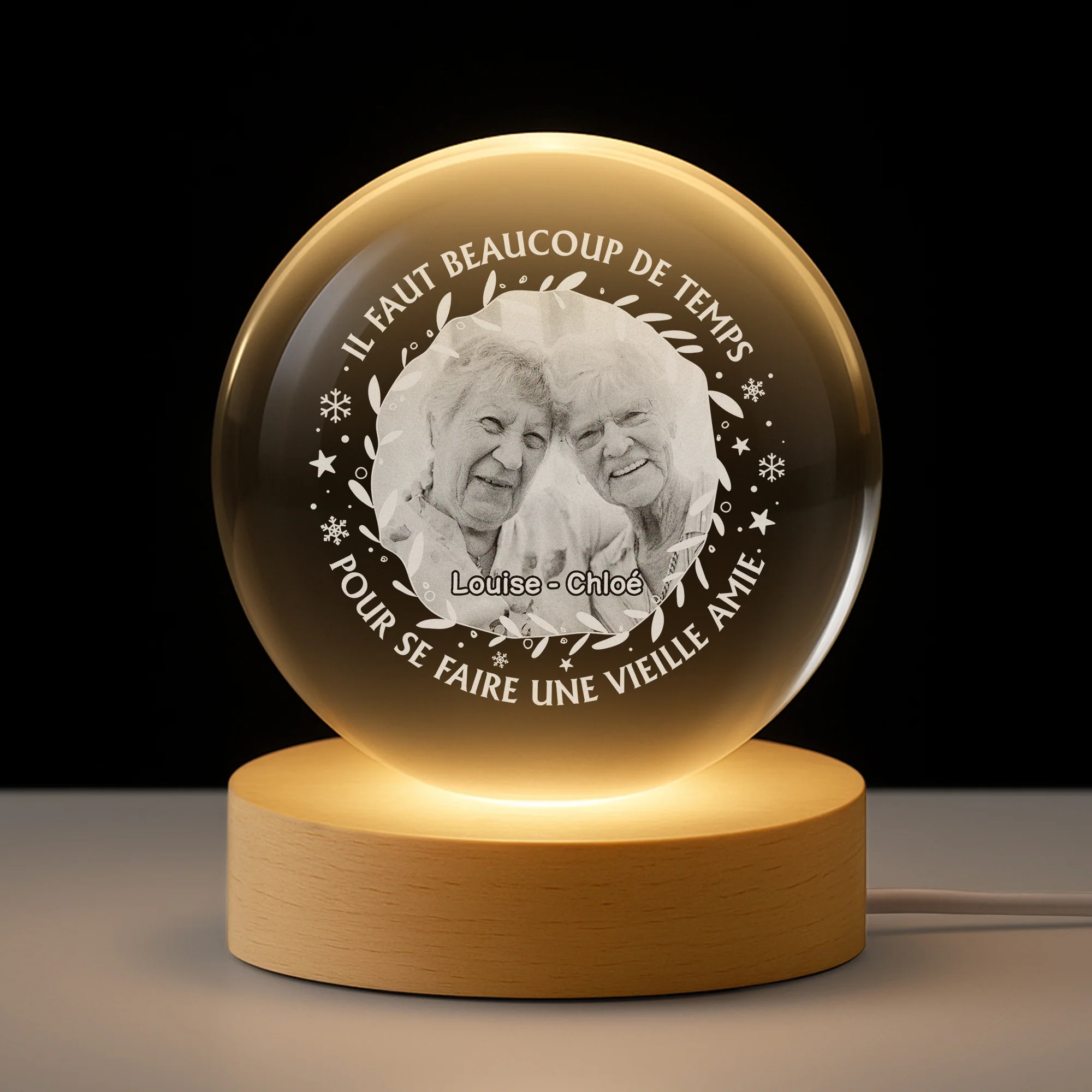 Veilleuse Boule de Cristal Noël Personnalisée – Se Faire Une Vieille Amie