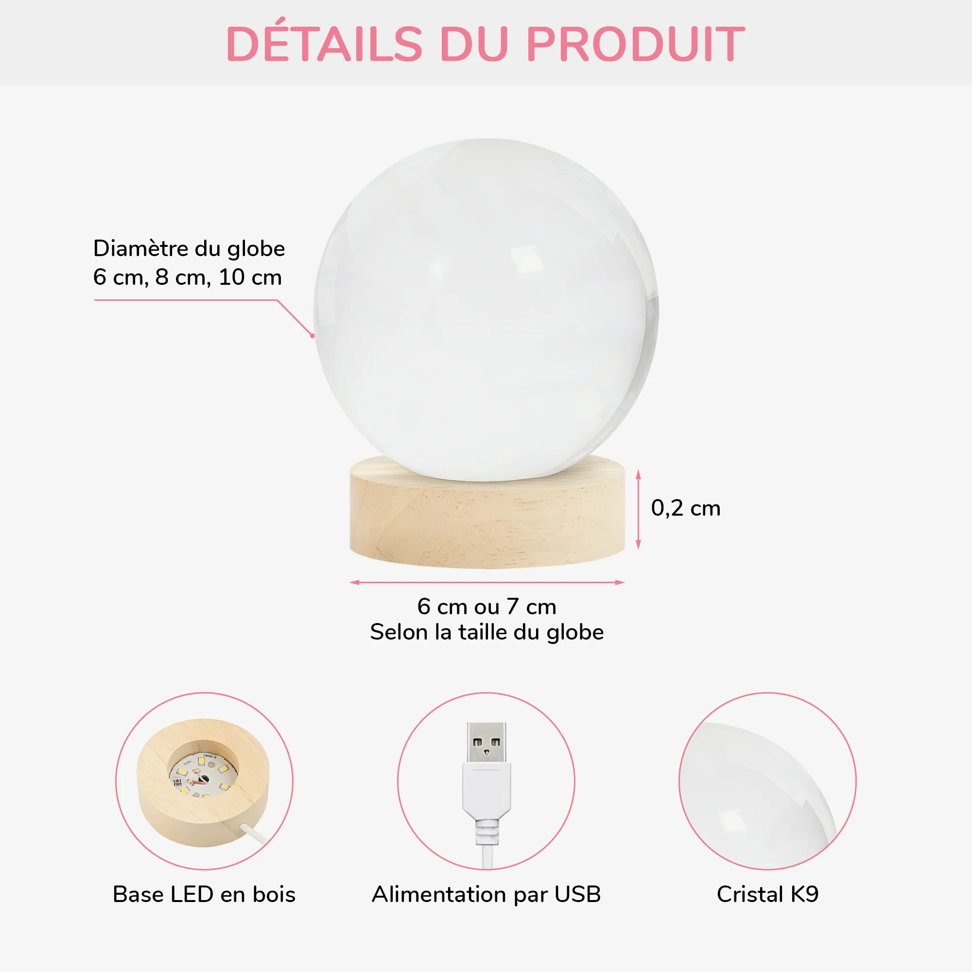 Veilleuse Boule De Cristal Personnalisée - Le Meilleur Papa Papy - Image 3