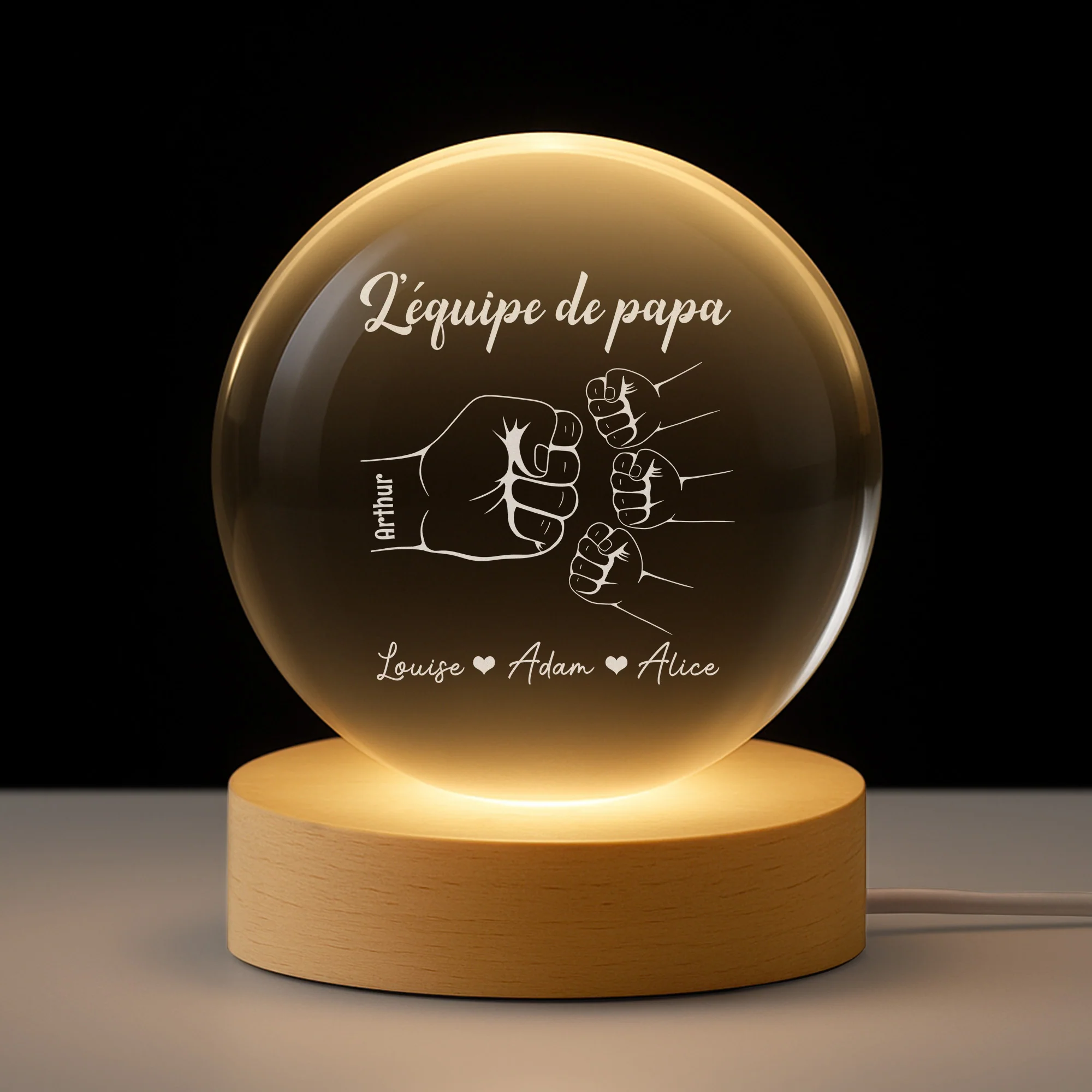 Veilleuse Boule De Cristal Personnalisée - Équipe De Papa/Papy
