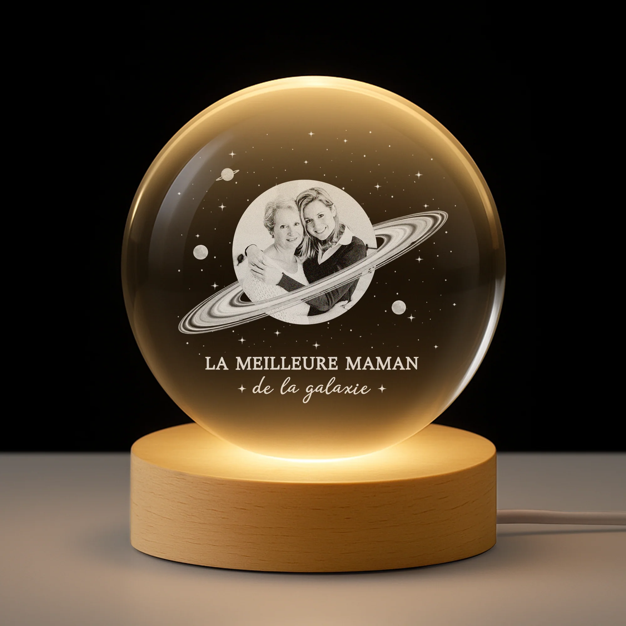 Boule De Cristal Veilleuse | Photo Meilleure Maman Mamie Galaxie Personnalisé