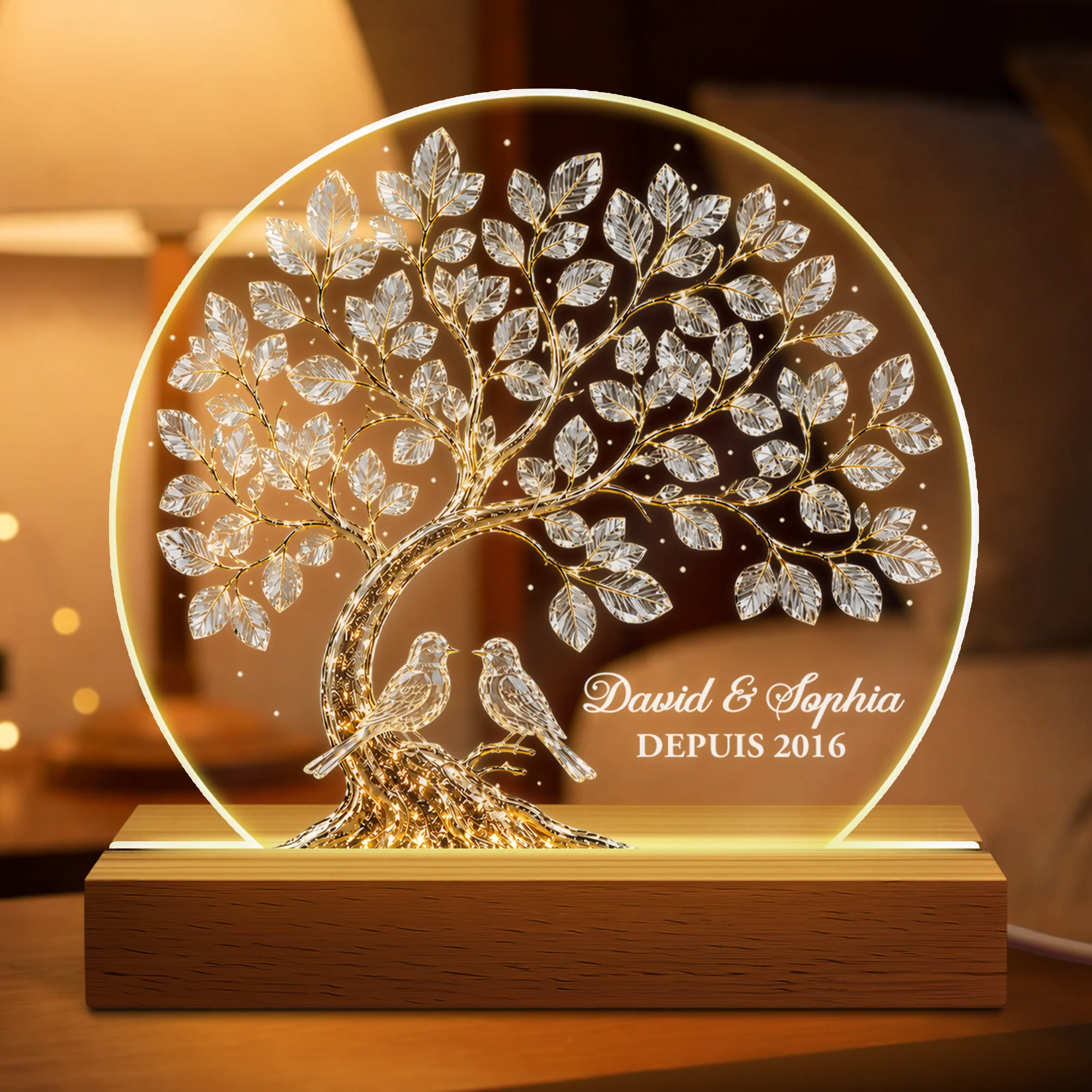 Veilleuse LED Personnalisée - Cadeau Mariage Pour Couple