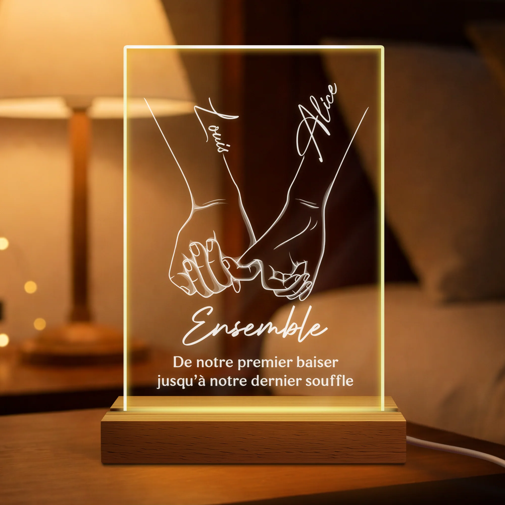 Lampe Veilleuse Personnalisée - De Notre Premier Baiser
