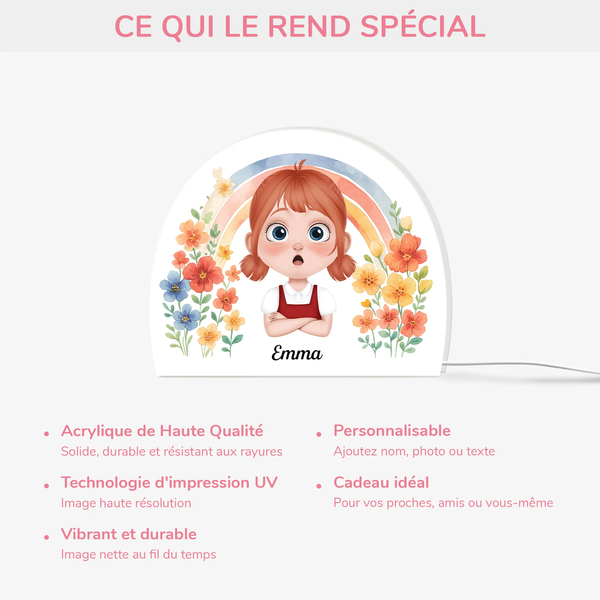 Veilleuse Personnalisée - Enfant Mignon - Version Florale - Image 4