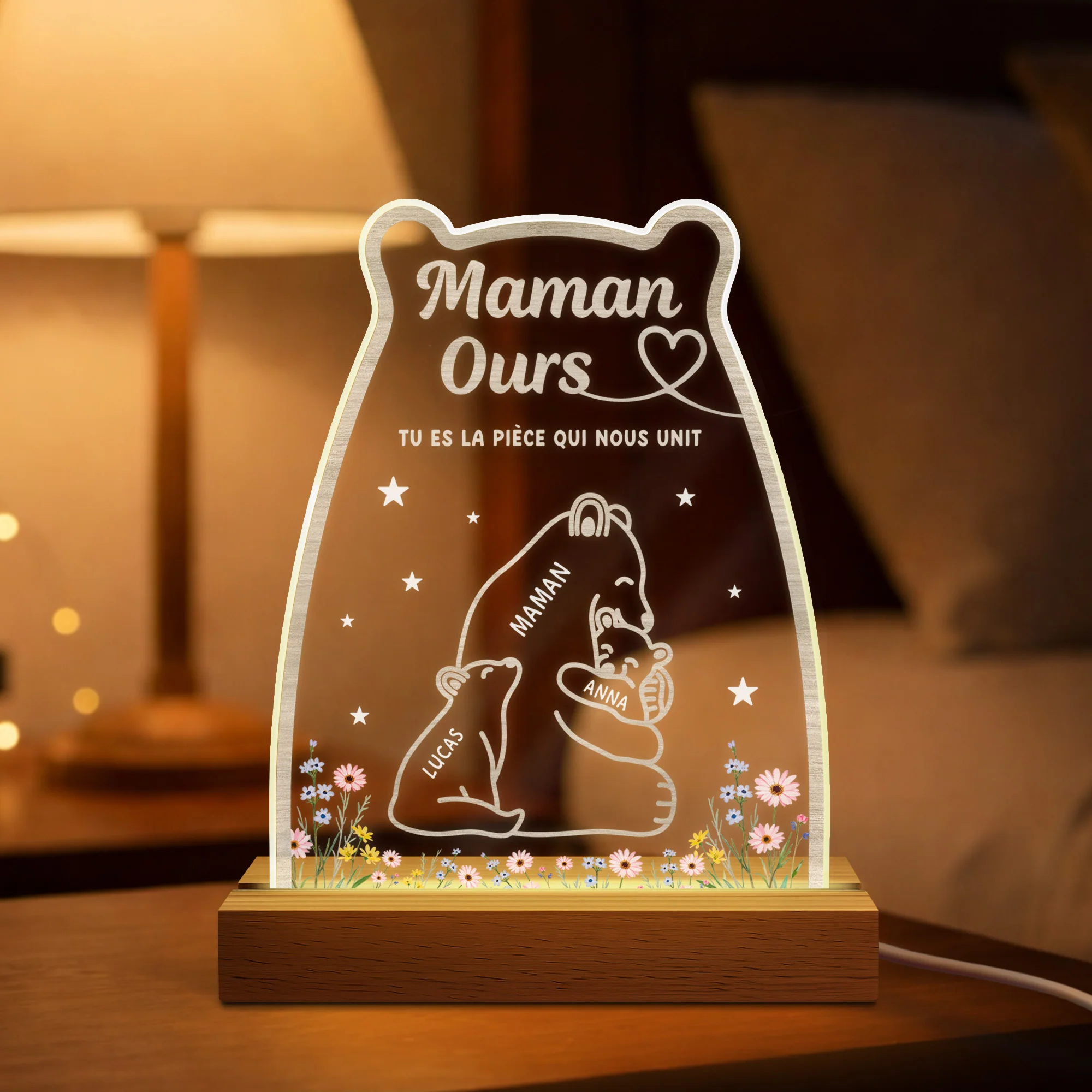 Lampe Veilleuse Personnalisée | Papa Maman Ours