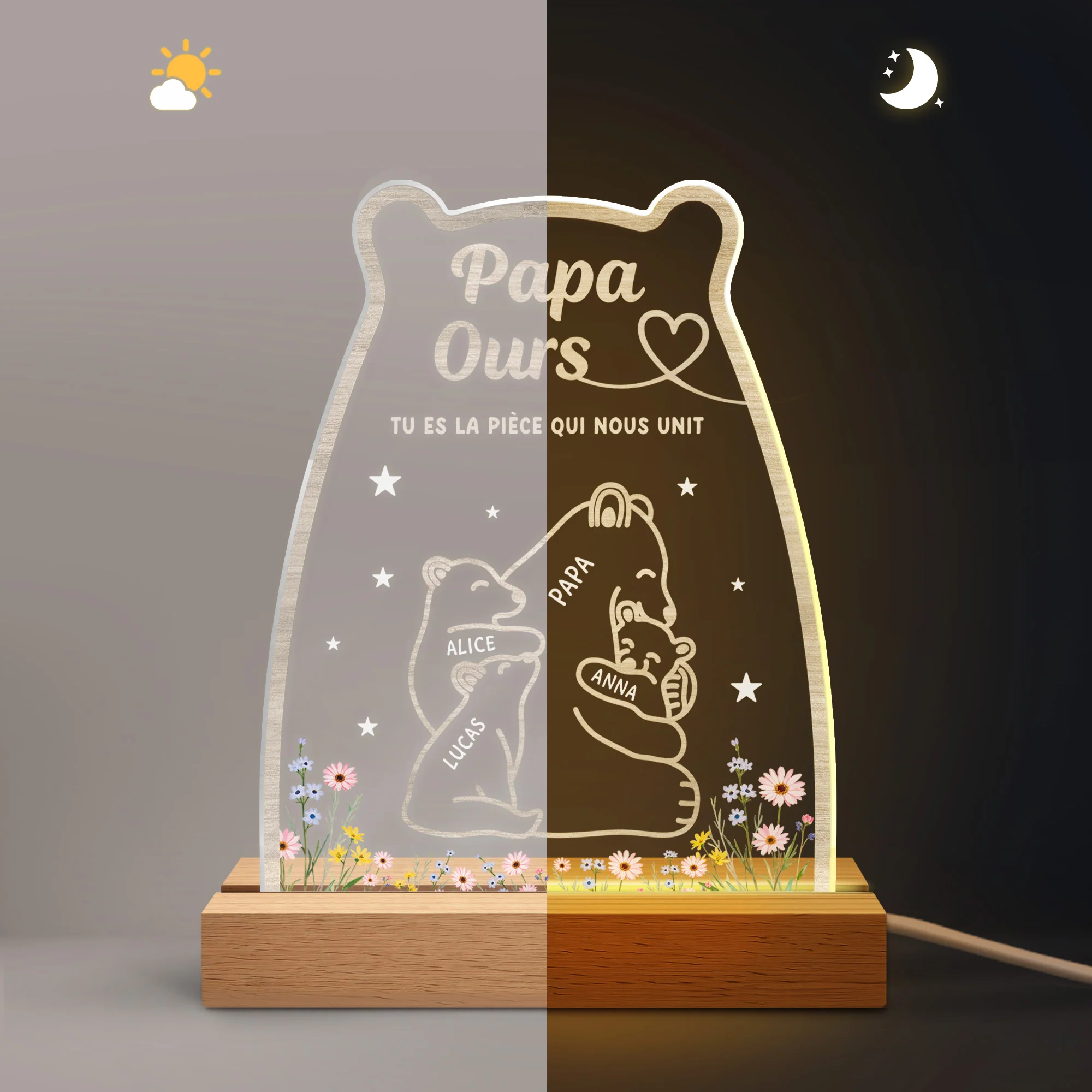 Lampe Veilleuse Personnalisée | Papa Maman Ours - Image 2