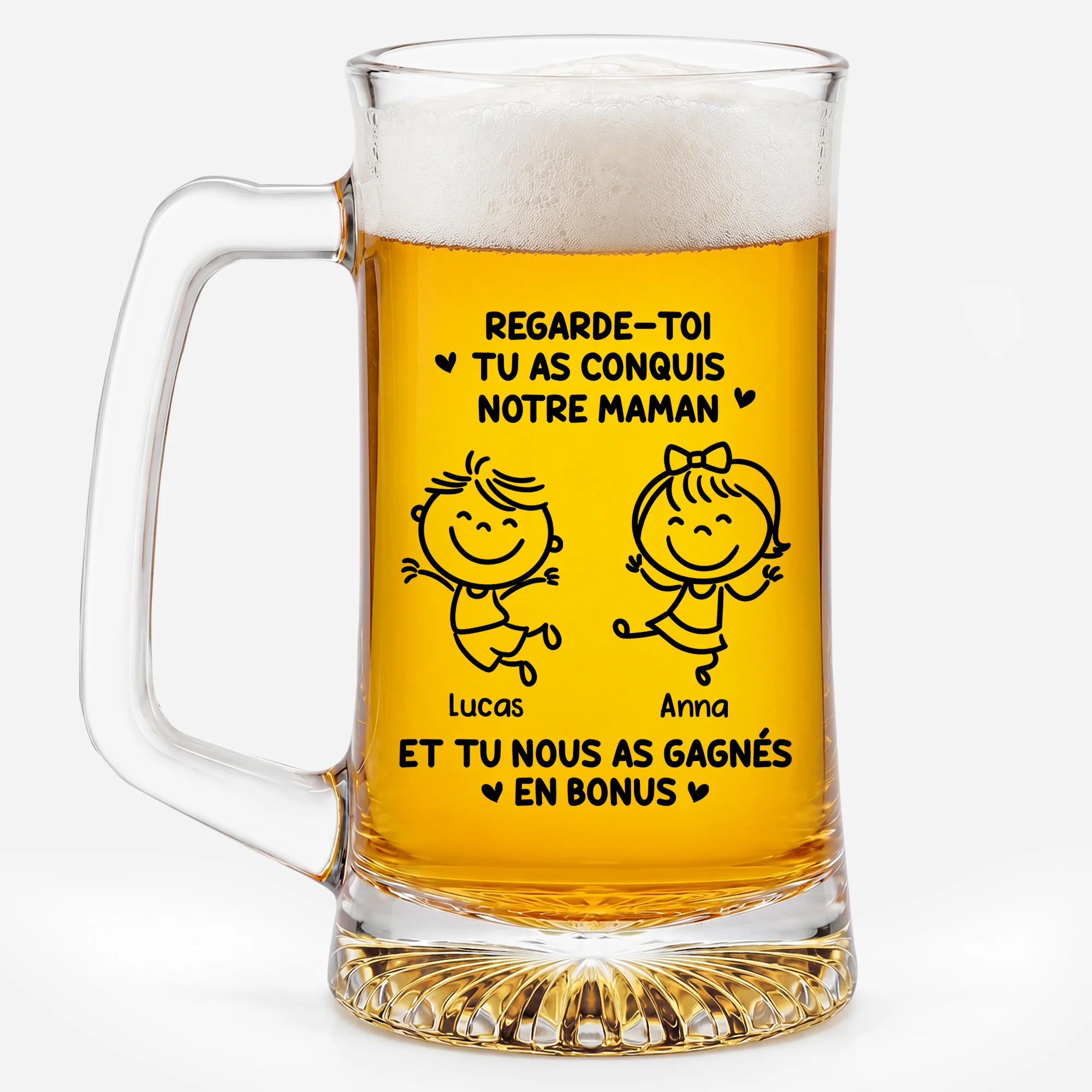 Verre À Bière Avec Anse Personnalisé - Cadeau Papa Humour Avoir Des Enfants En Bonus