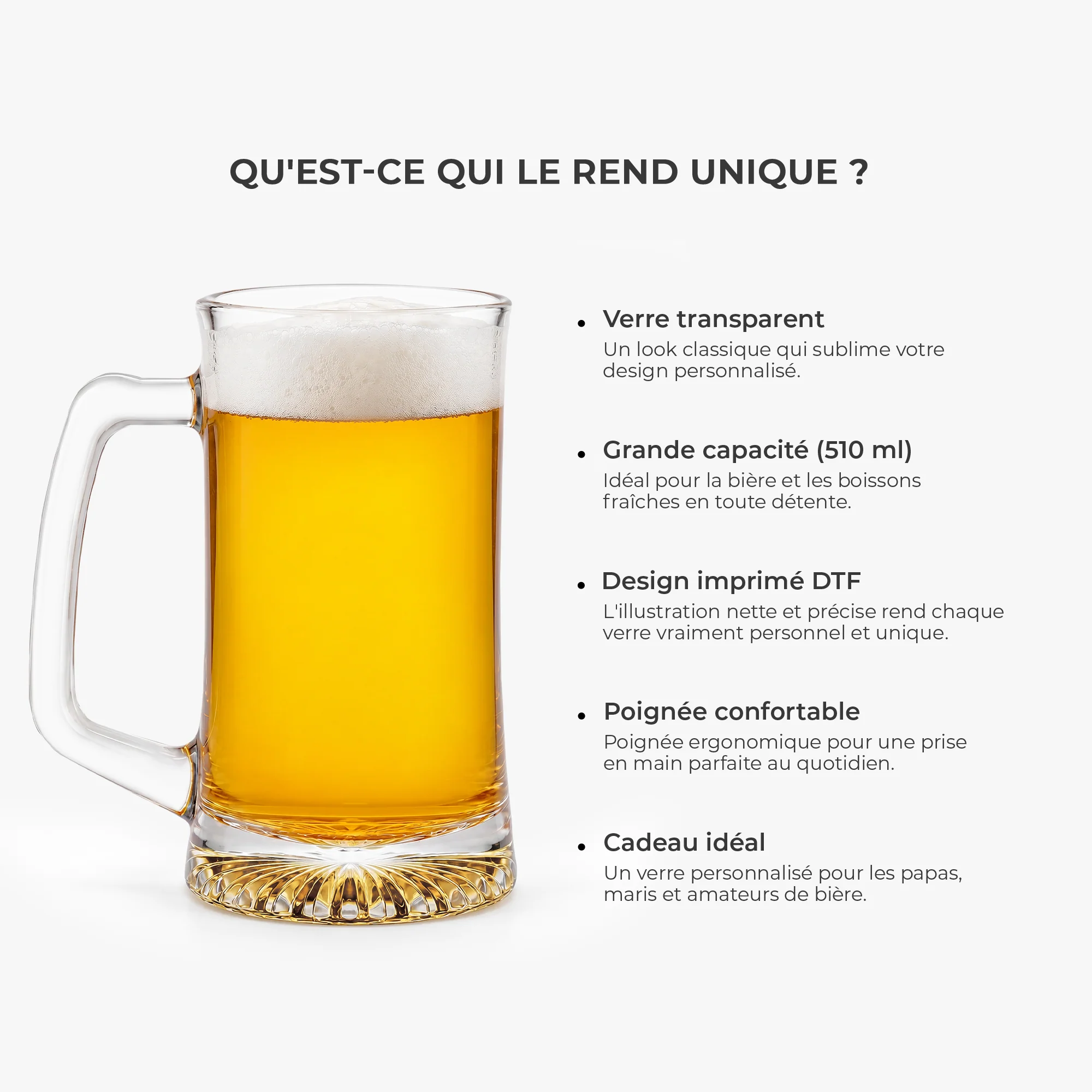 Verre À Bière Avec Anse Personnalisé - Cadeau Papa Humour Avoir Des Enfants En Bonus - Image 5