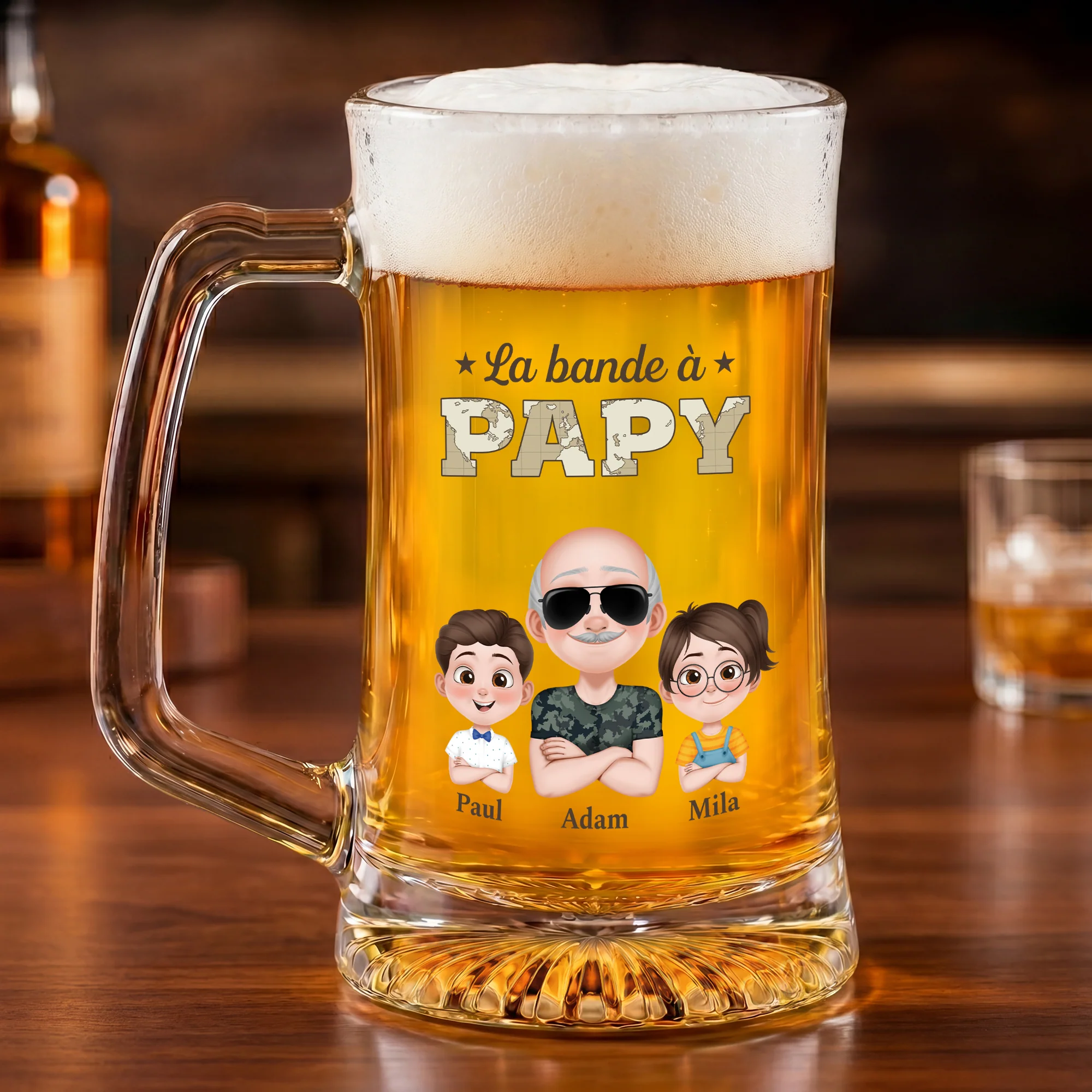 Verre À Bière Avec Anse Personnalisé - La Bande À Papa Papy - Image 2