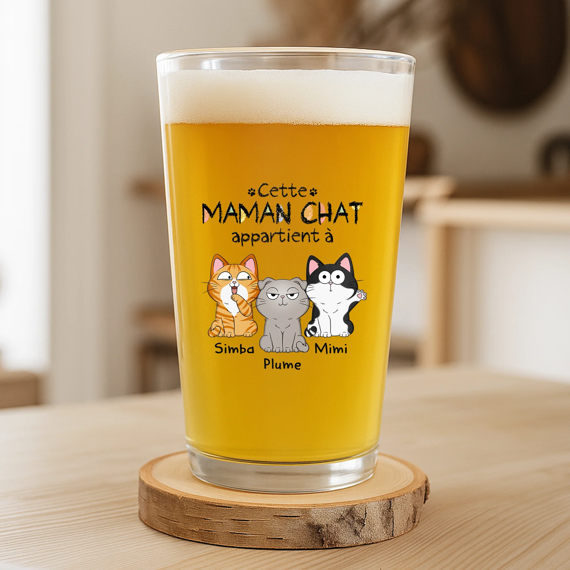 Verre À Bière Personnalisé - Ce Papa Appartient À Avec Chat Mignon - Image 2