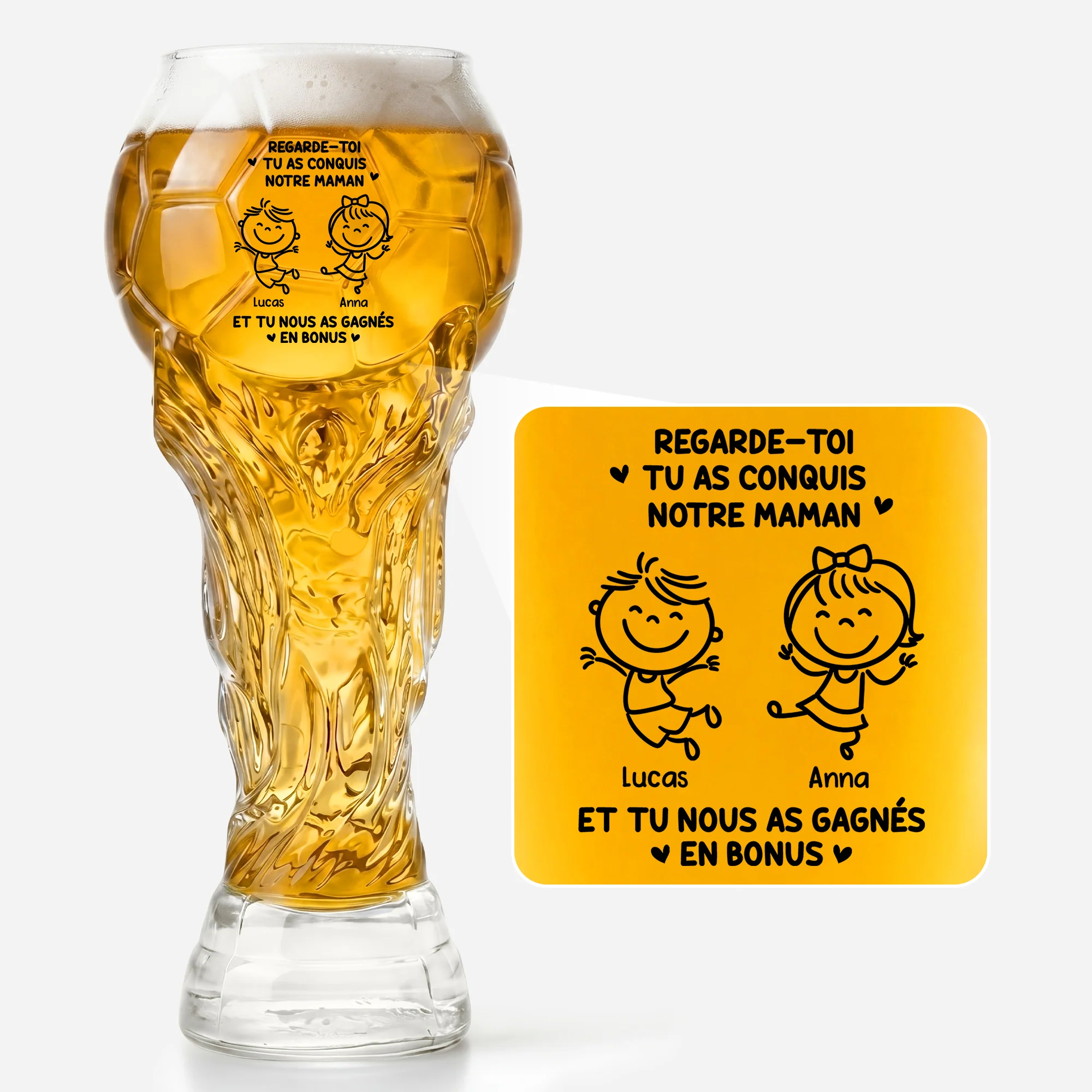 Verre À Bière Personnalisé Forme De Trophée Sportif - Cadeau Papa Humour Avoir Des Enfants En Bonus