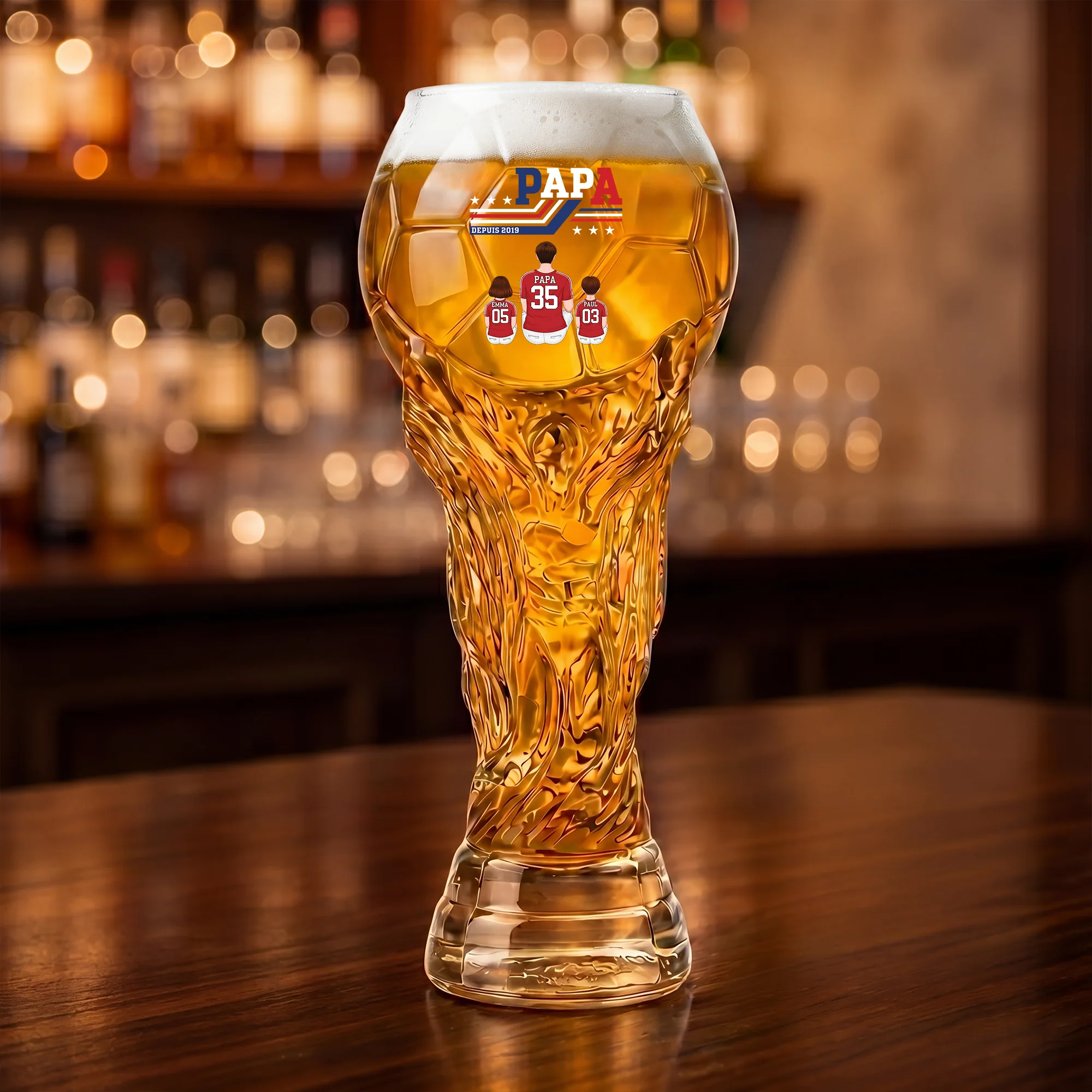 Verre À Bière Personnalisé Trophée De Football Et Sport - Papa Depuis - Image 3