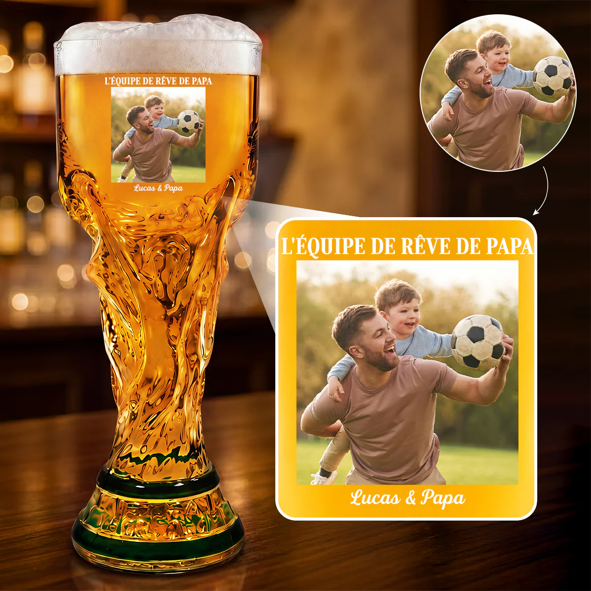 Verre À Bière Trophée Personnalisé - Cadeau Football Avec Nation
