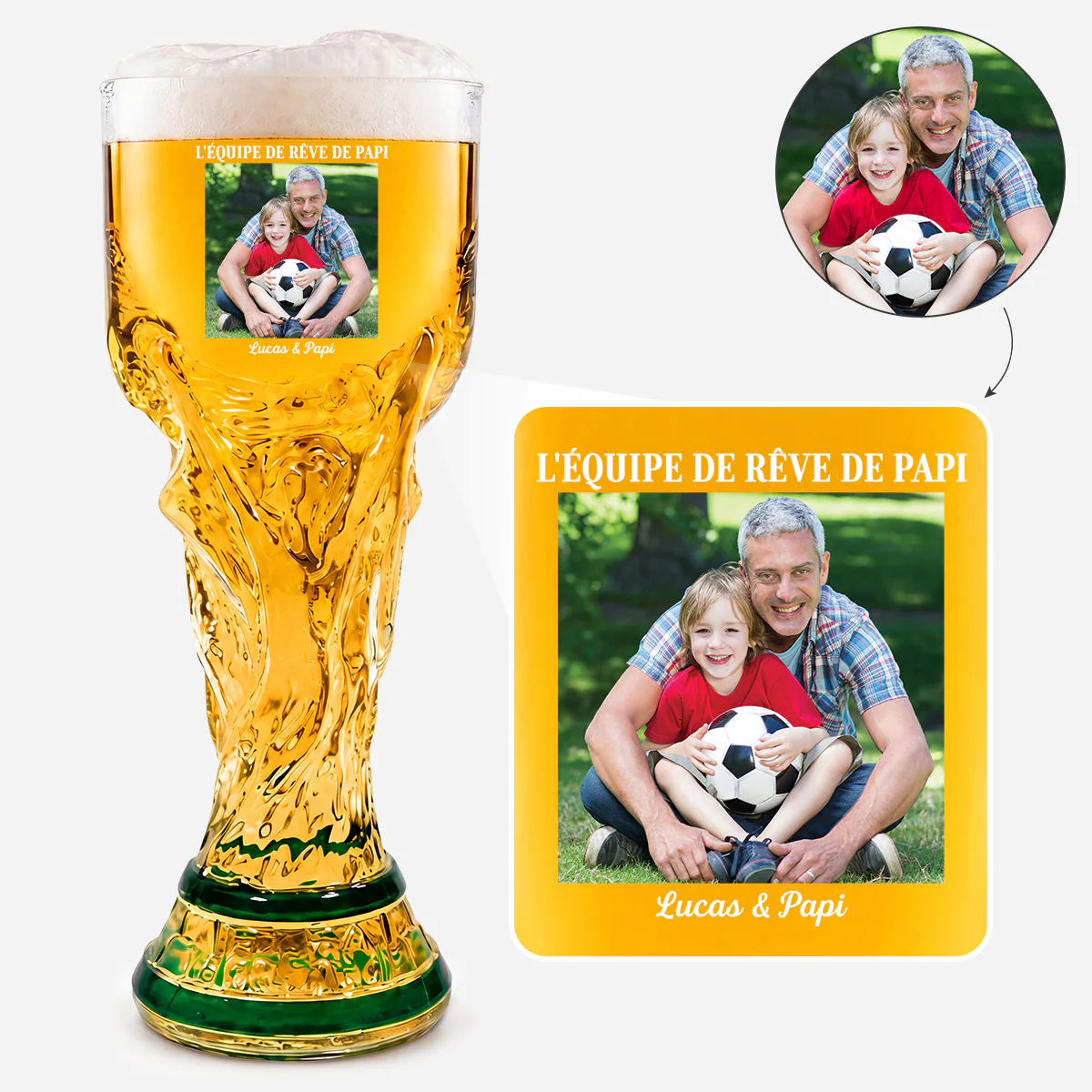 Verre À Bière Trophée Personnalisé - Cadeau Football Avec Nation - Image 2
