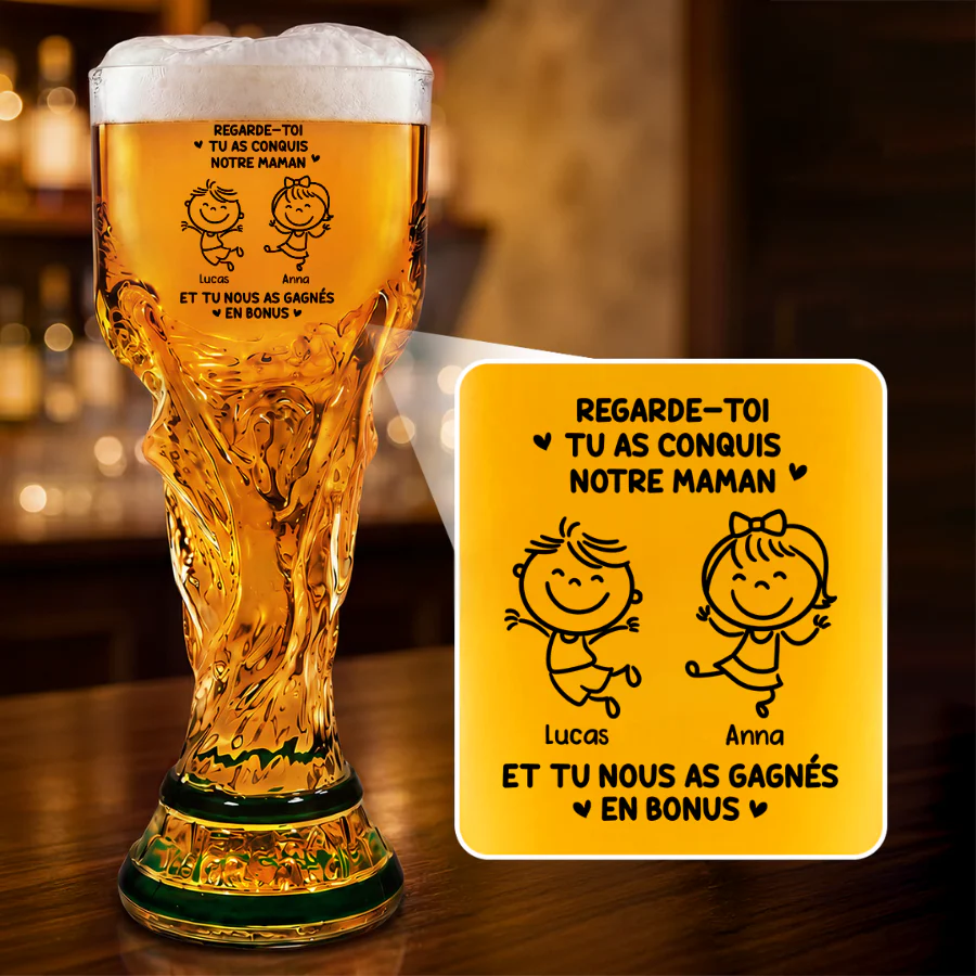 Verre À Bière Trophée Personnalisé - Cadeau Papa Humour Avoir Des Enfants En Bonus