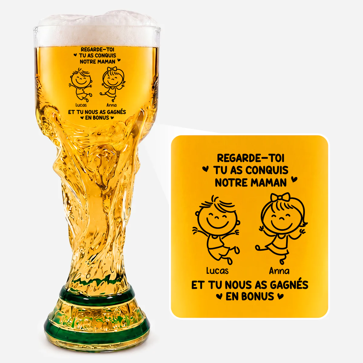 Verre À Bière Trophée Personnalisé - Cadeau Papa Humour Avoir Des Enfants En Bonus - Image 2