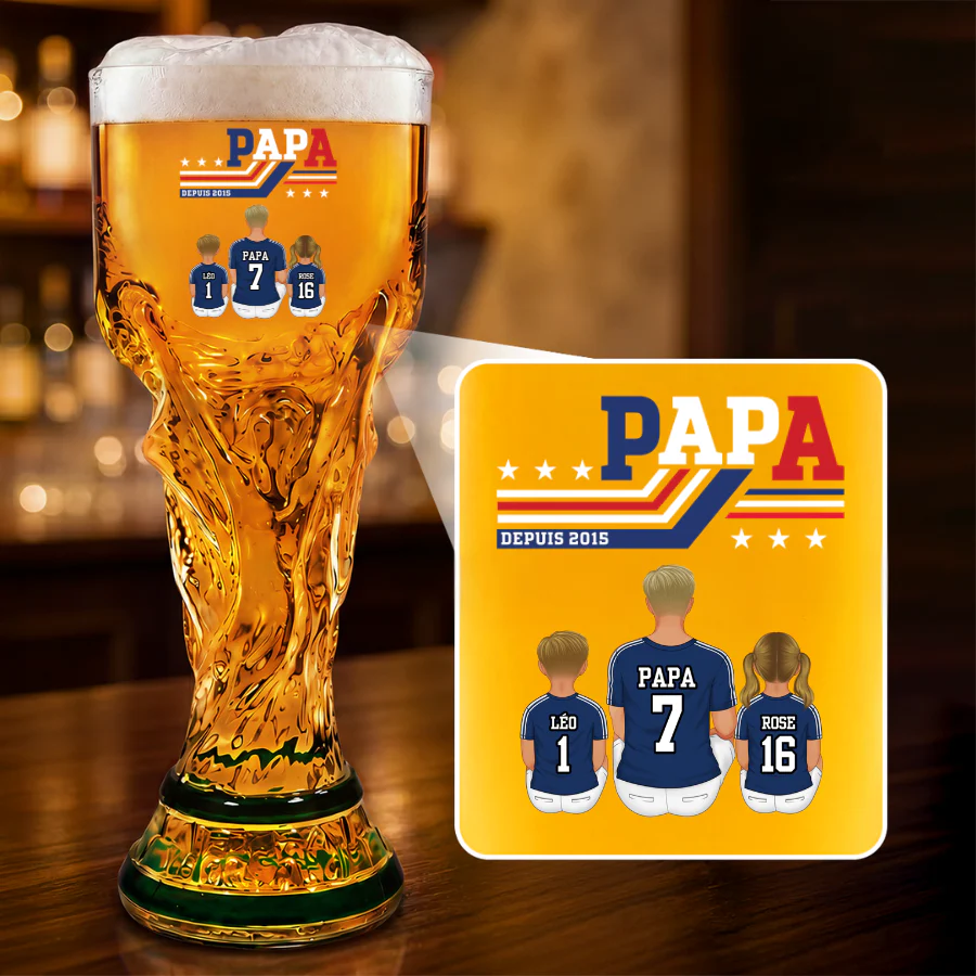 Verre À Bière Trophée Personnalisé De Football - Papa Depuis