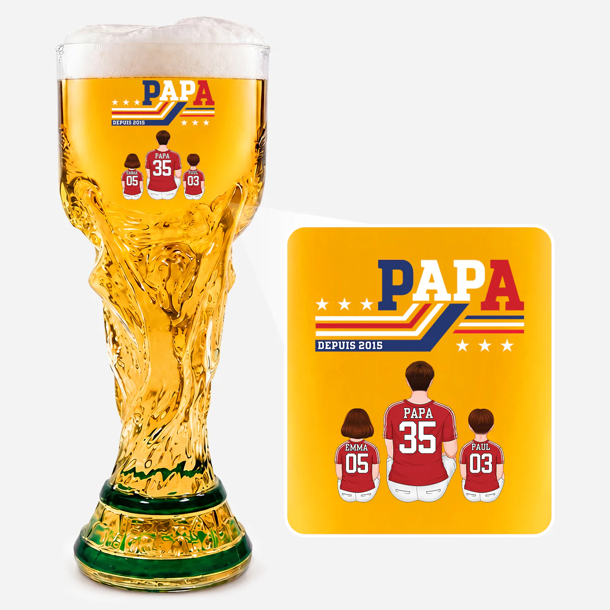 Verre À Bière Trophée Personnalisé De Football - Papa Depuis - Image 2