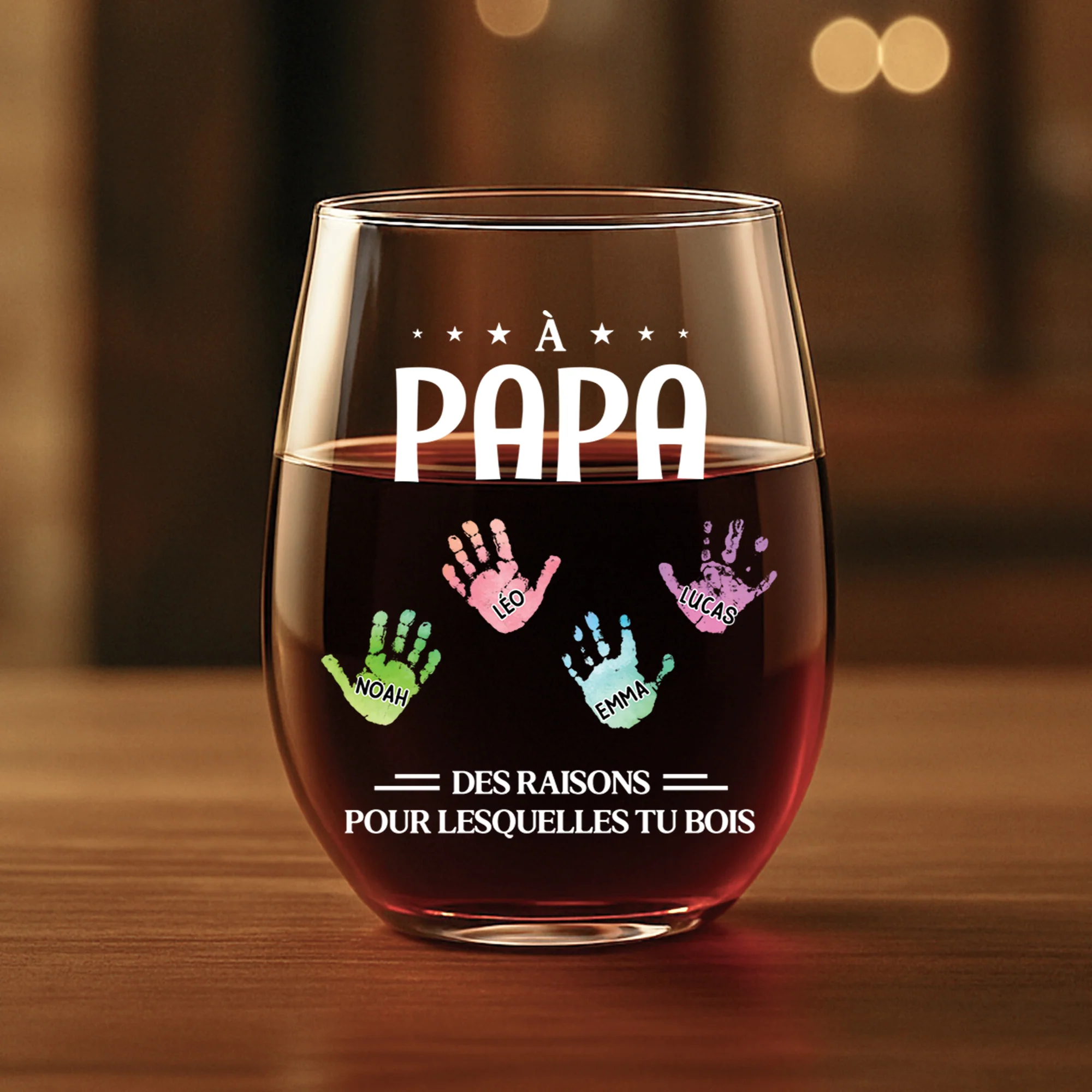 Cadeau Personnalisé Papa - À Papa - Verre à Vin sans Pied