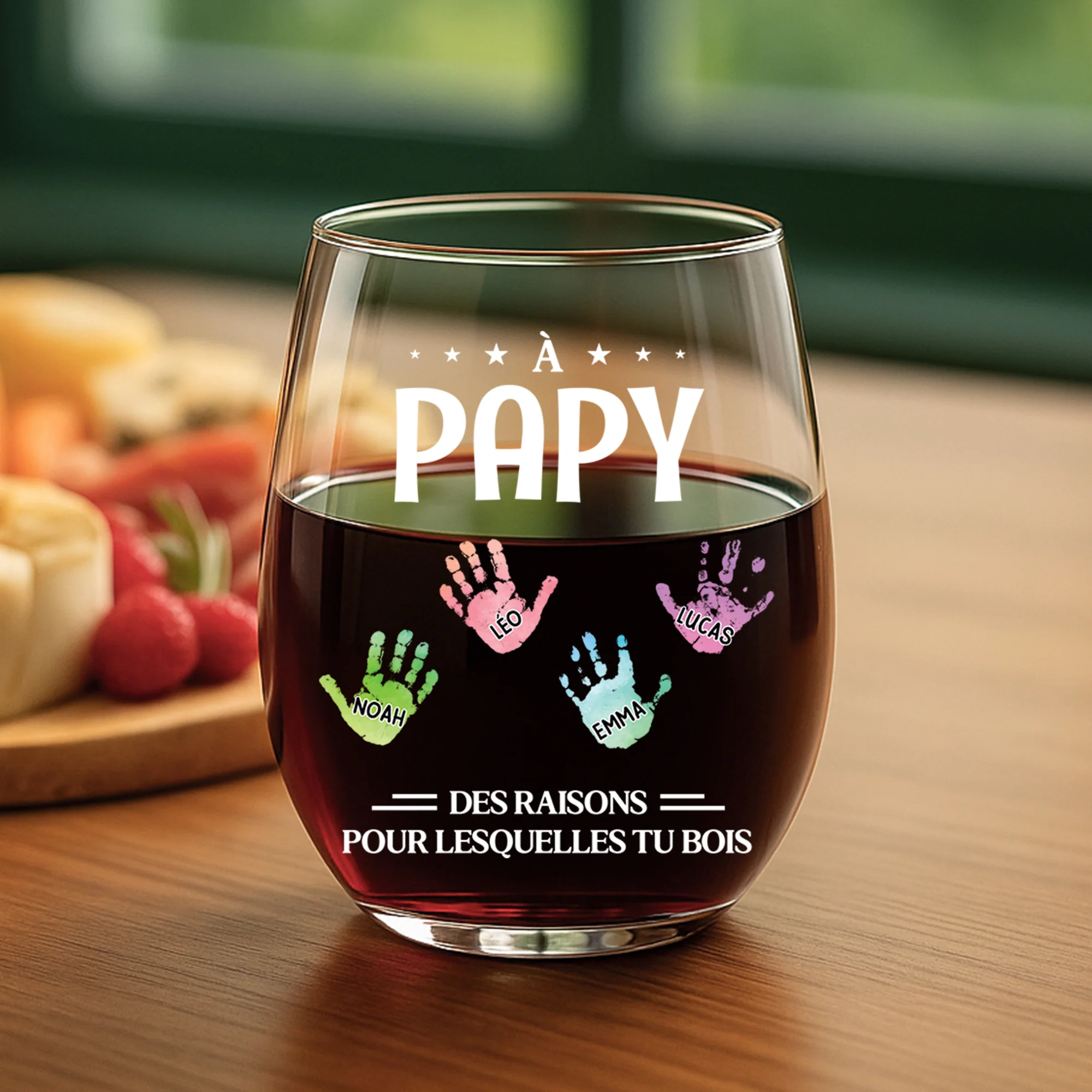 Cadeau Personnalisé Papa - À Papa - Verre à Vin sans Pied - Image 2