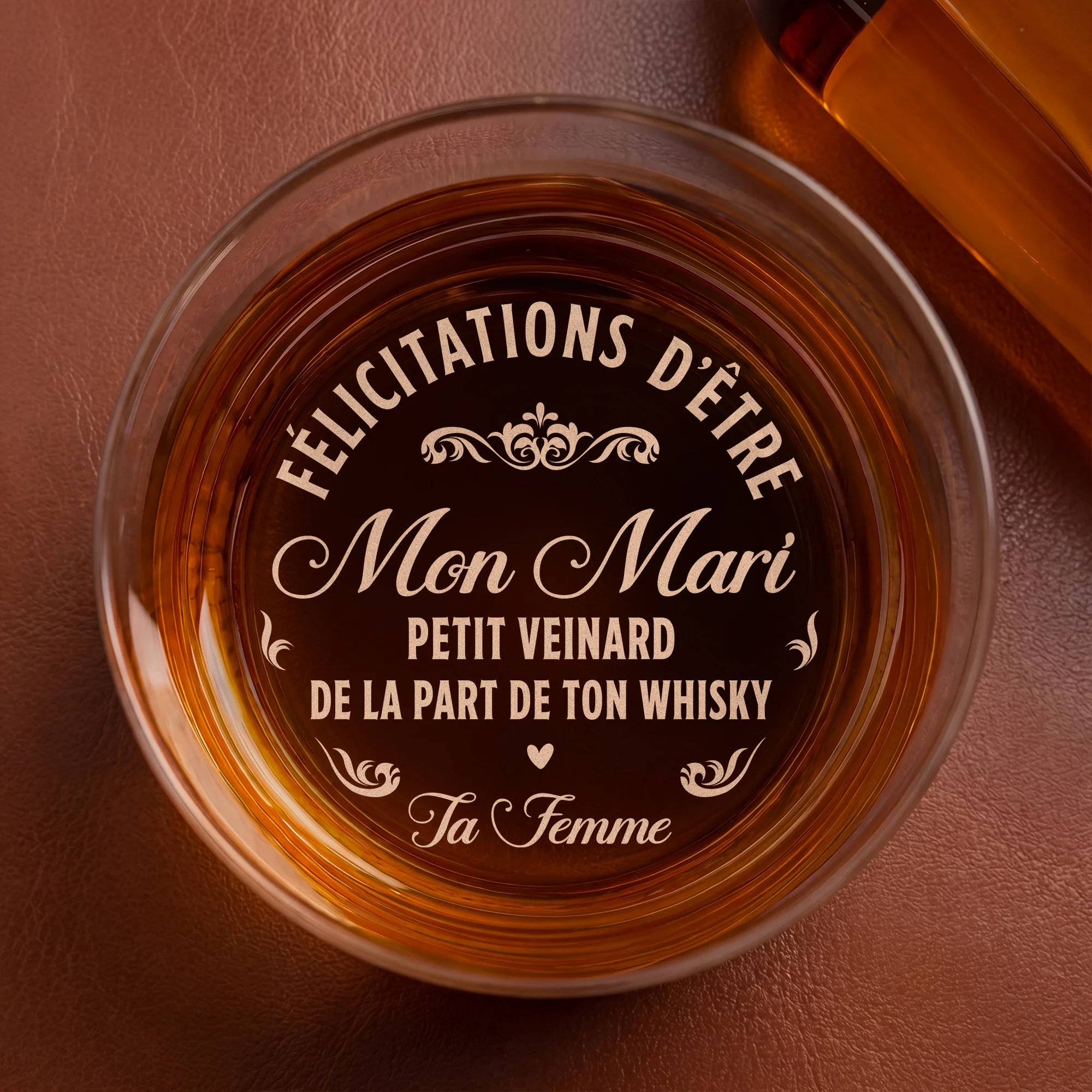 Verre À Whisky Gravé Personnalisé - Cadeau Couple Félicitations