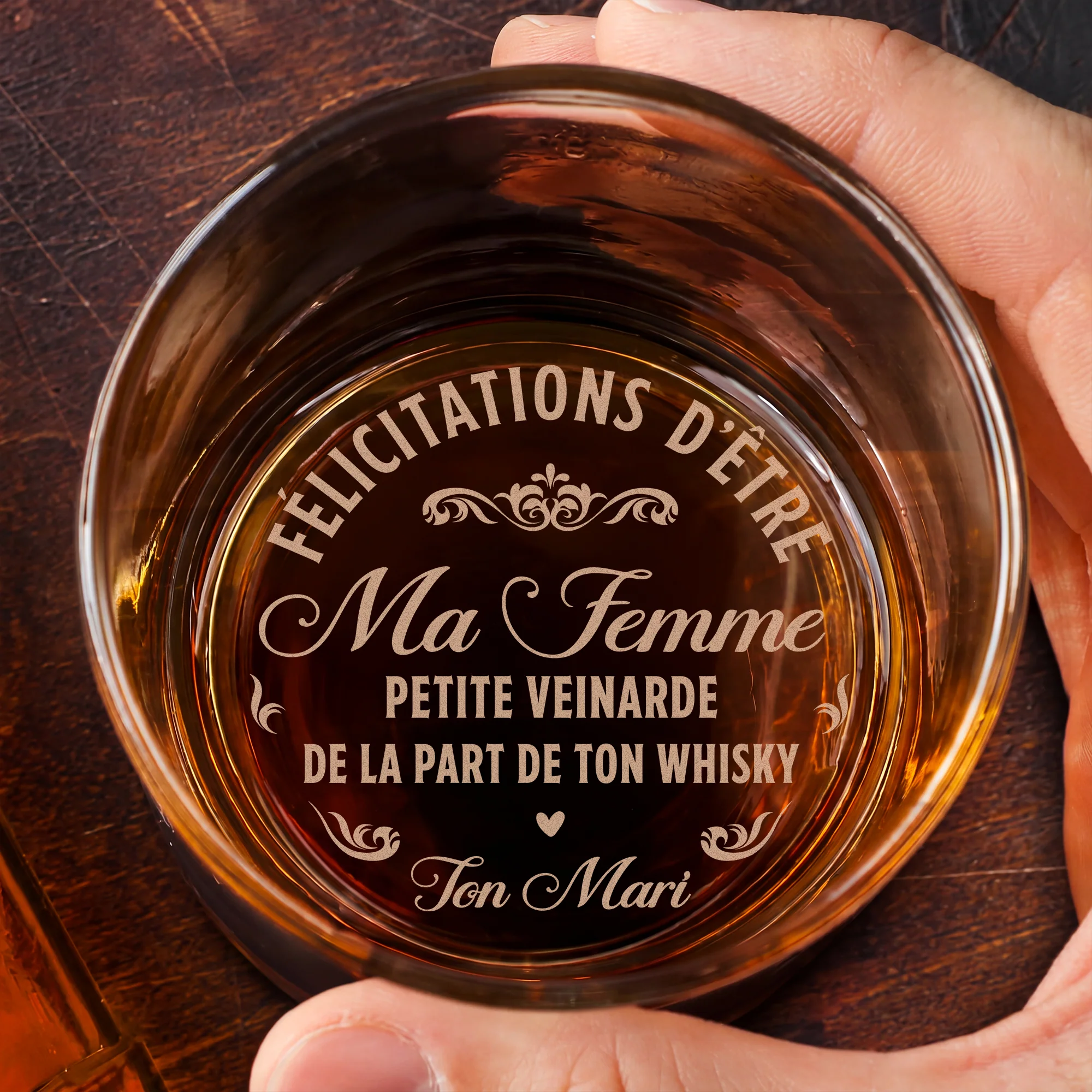 Verre À Whisky Gravé Personnalisé - Cadeau Couple Félicitations - Image 2