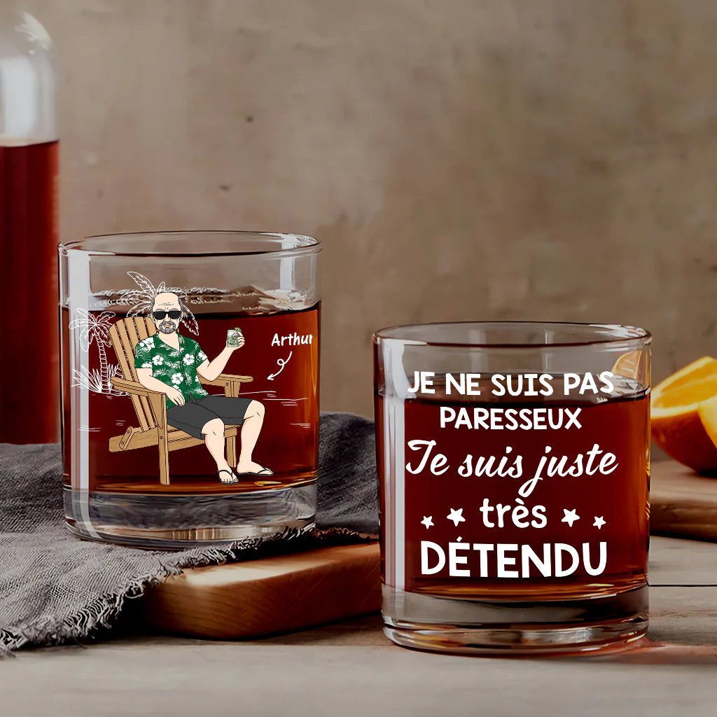 Verre À Whisky Personnalisé - Je Ne Suis Pas Paresseuse - Image 2