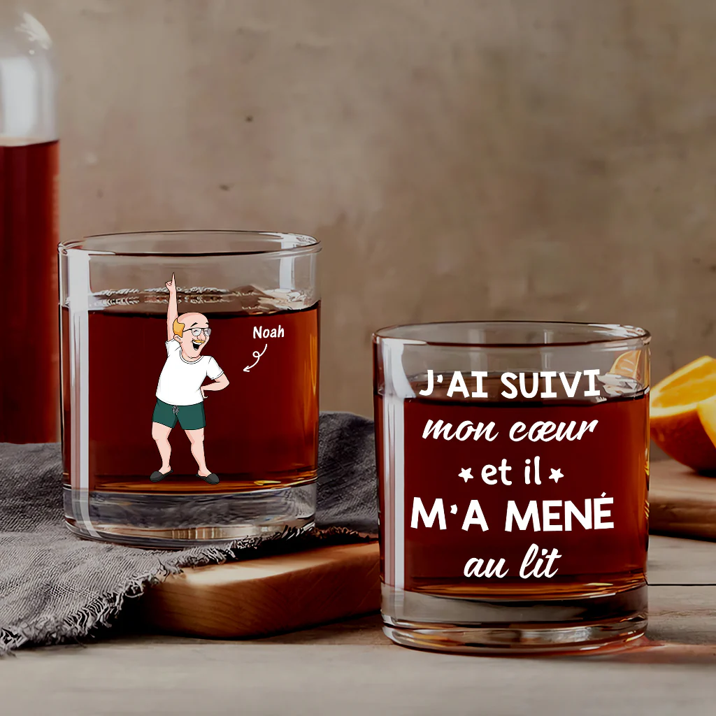 Verre À Whisky Personnalisé Femme - Mon Cœur M’a Mené Au Lit - Image 2
