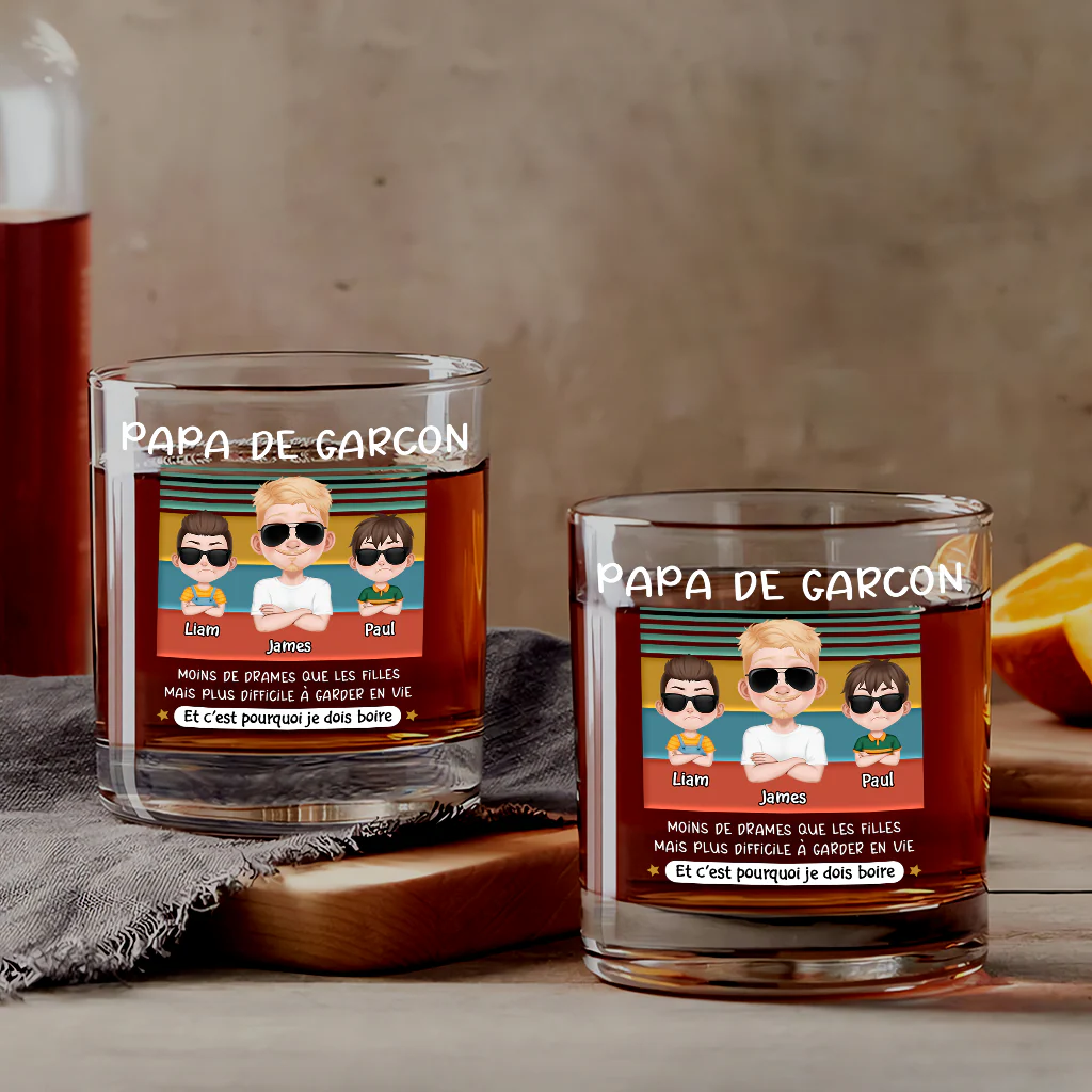 Cadeaux Personnalisés pour Papa - Papa De Garçon - Verre À Whisky