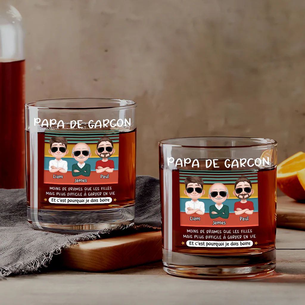 Cadeaux Personnalisés pour Papa - Papa De Garçon - Verre À Whisky - Image 2