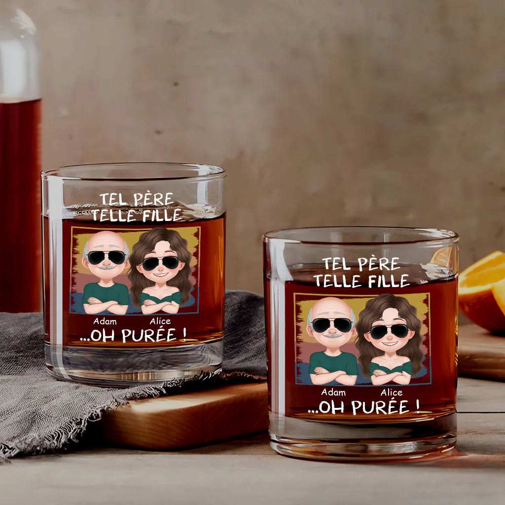 Cadeau Personnalisé Papa - Tel Père Telle Fille - Verre à Whisky - Image 2
