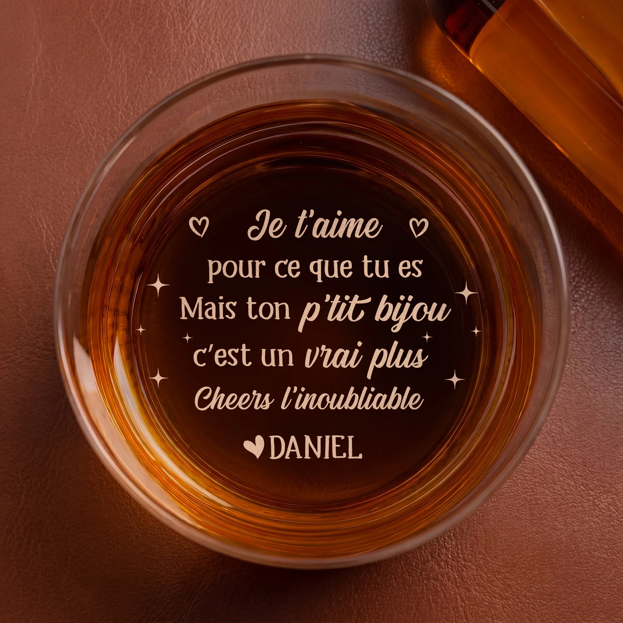Verre Whisky Gravé Personnalisé - Cadeau Couple Je T’aime Pour Ce Que Tu Es - Image 2