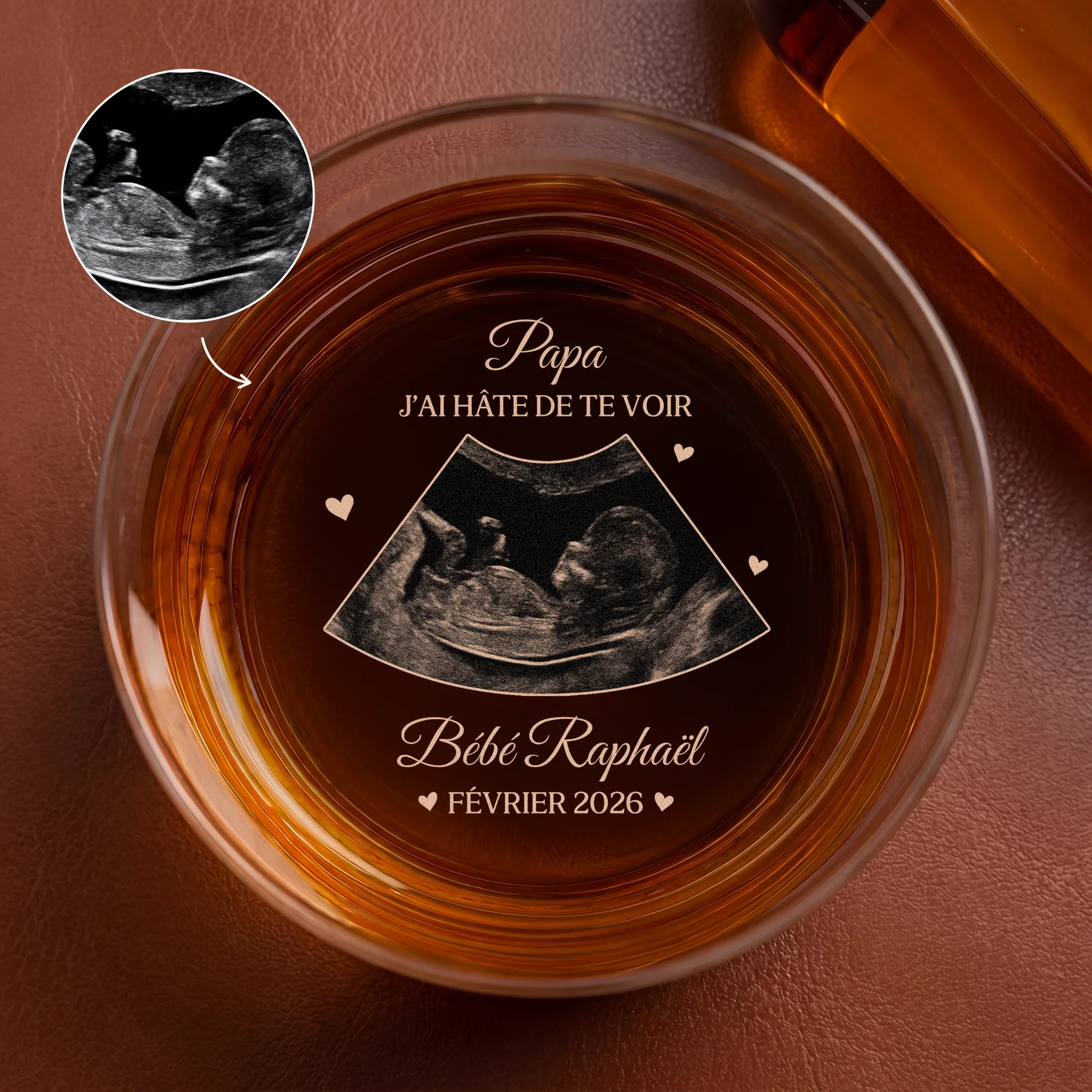 Verre Whisky Gravé Personnalisé - Cadeau Future Maman Futur Papa Avec Photo