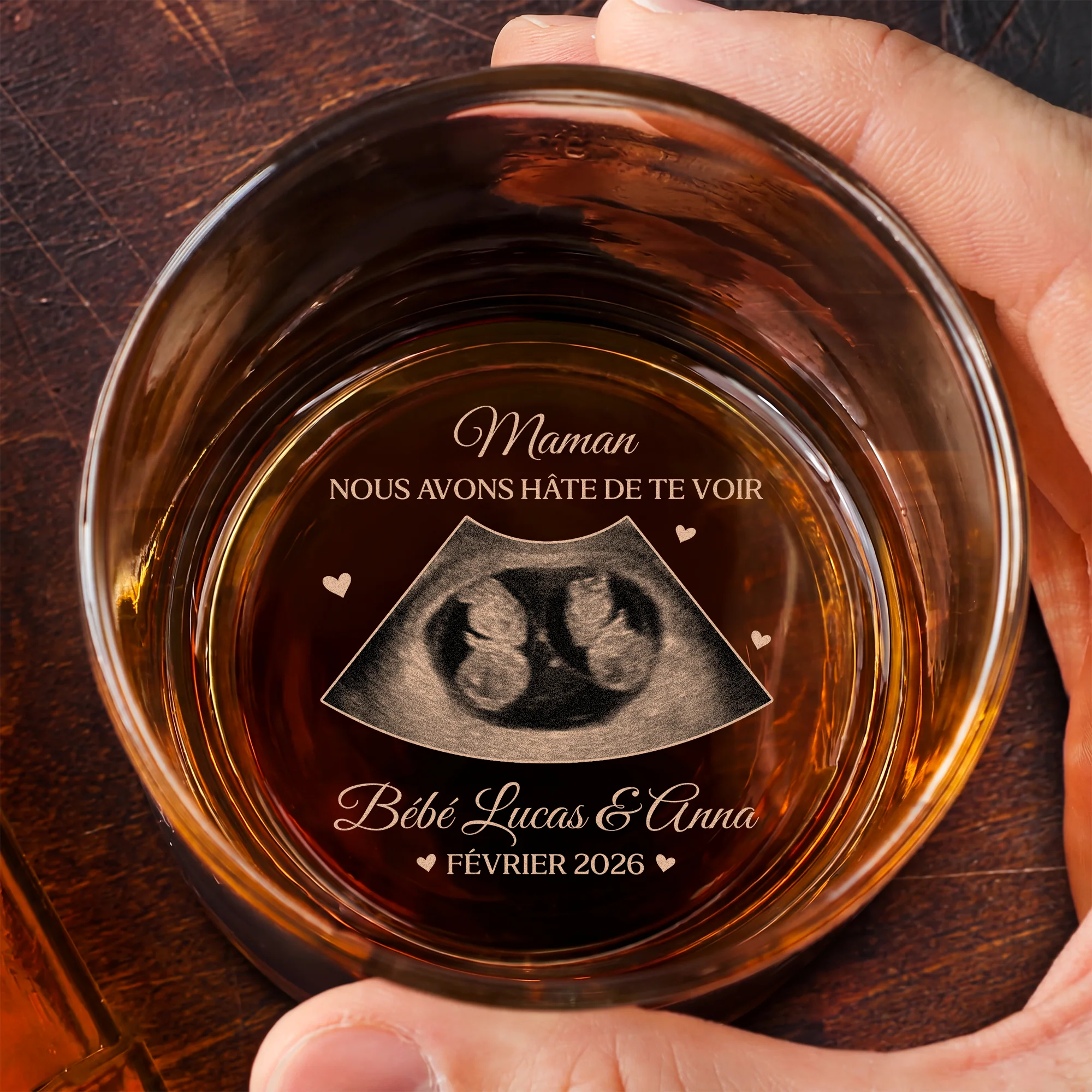 Verre Whisky Gravé Personnalisé - Cadeau Future Maman Futur Papa Avec Photo - Image 2
