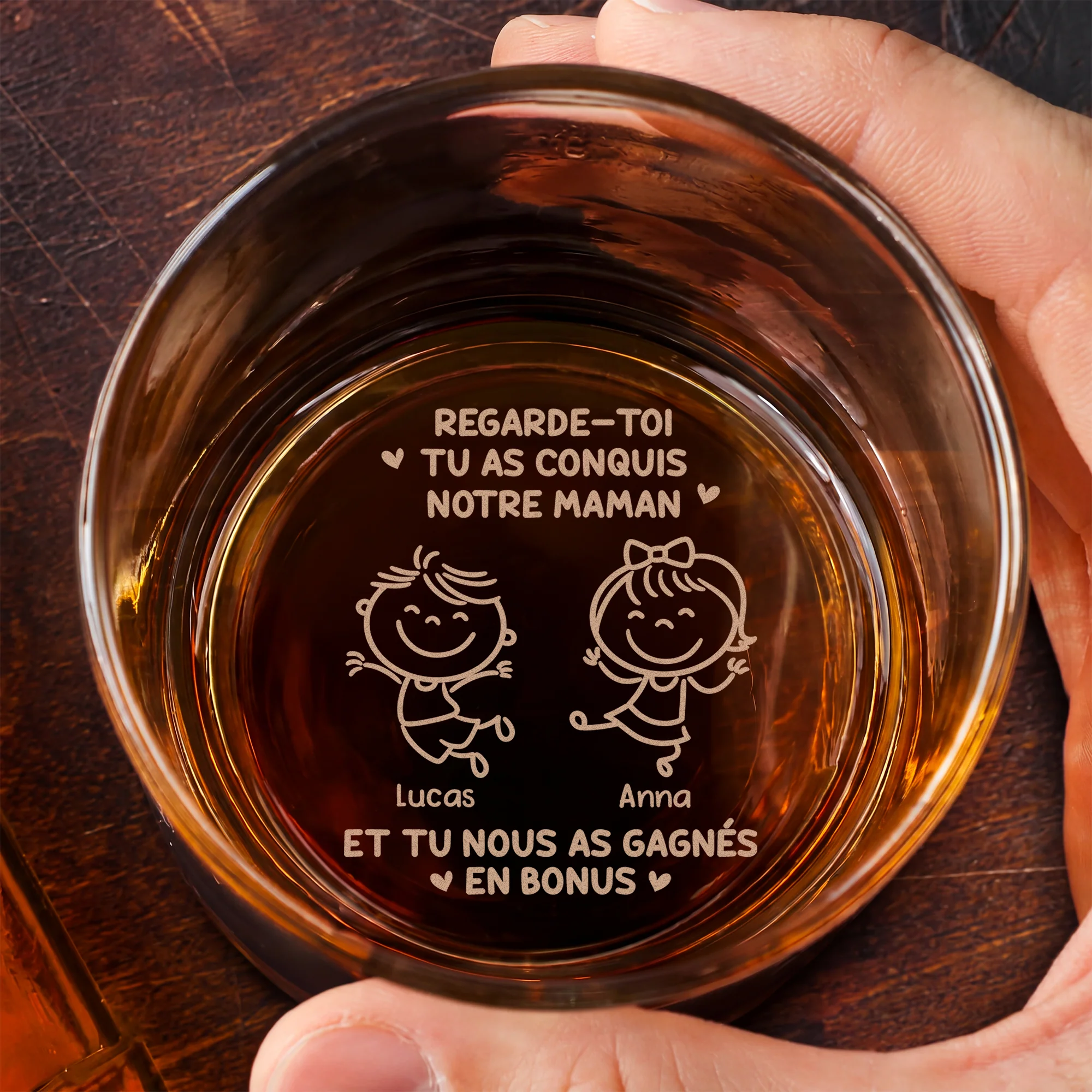 Verre Whisky Gravé Personnalisé - Cadeau Papa Humour Avoir Des Enfants En Bonus - Image 2