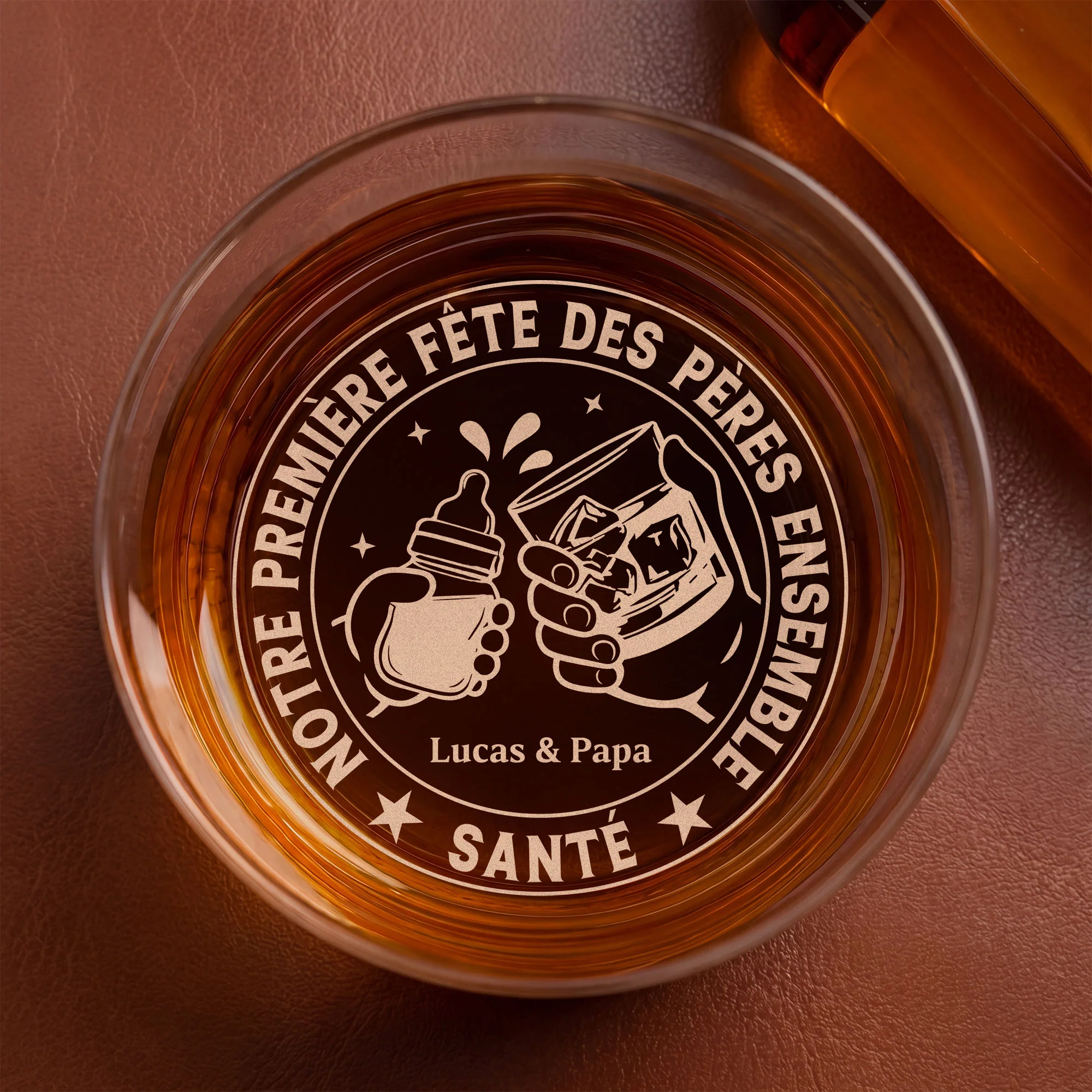 Verre Whisky Gravé Personnalisé Papa Maman - Cadeau Première Fête Des Pères Ensemble