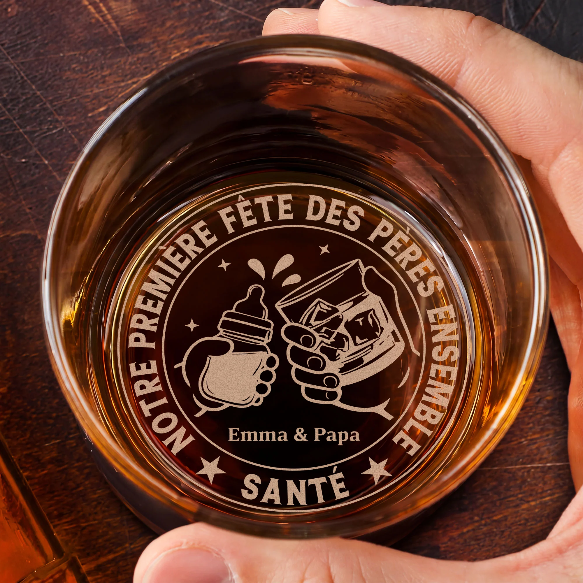 Verre Whisky Gravé Personnalisé Papa Maman - Cadeau Première Fête Des Pères Ensemble - Image 2