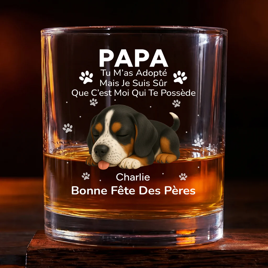 Verre Whisky Personnalisé - Cadeau Amoureux Des Chiens Pour Fête Des Pères