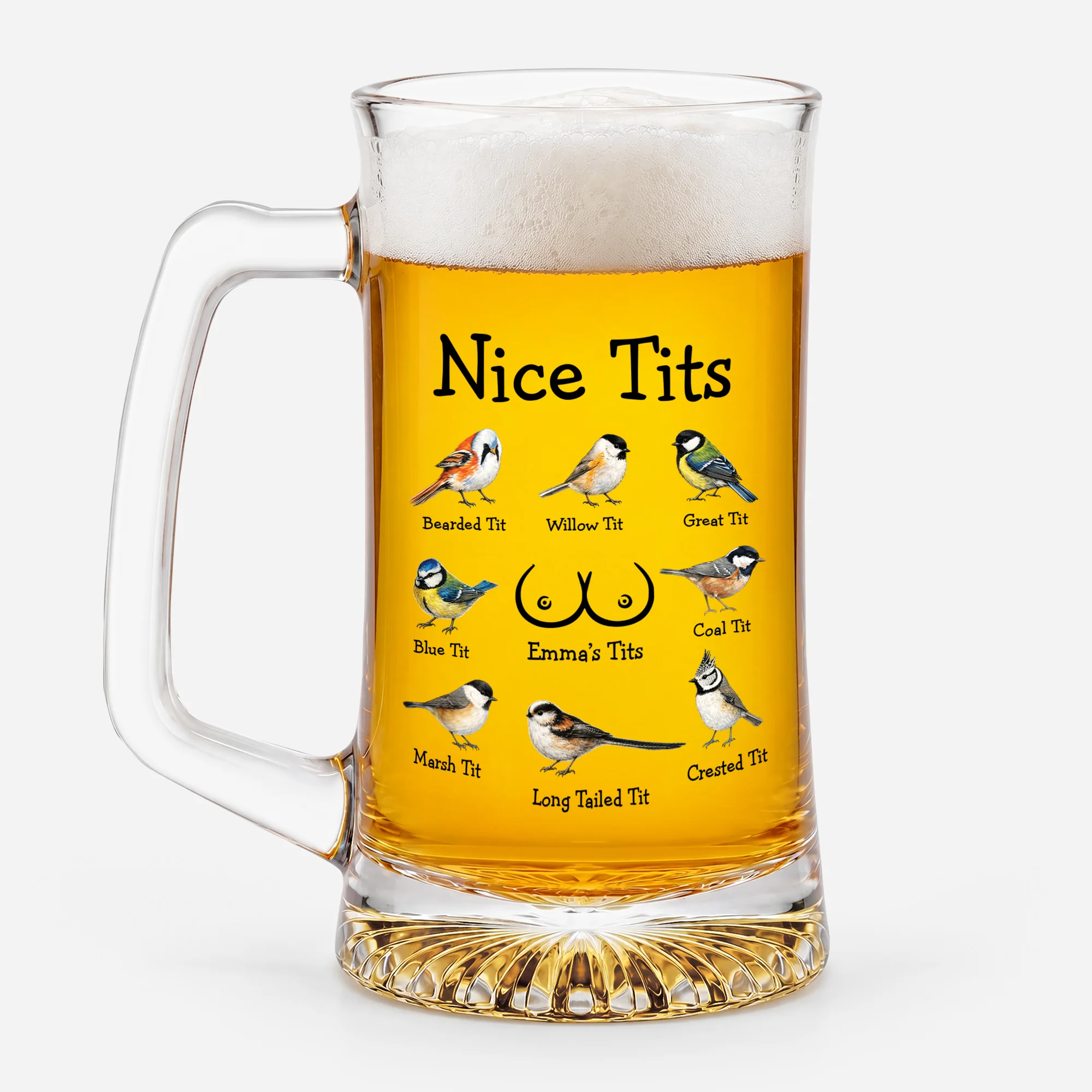 Verres À Bière Personnalisés Avec Anse Humour Couple Pour Sa Femme - Nice Tits