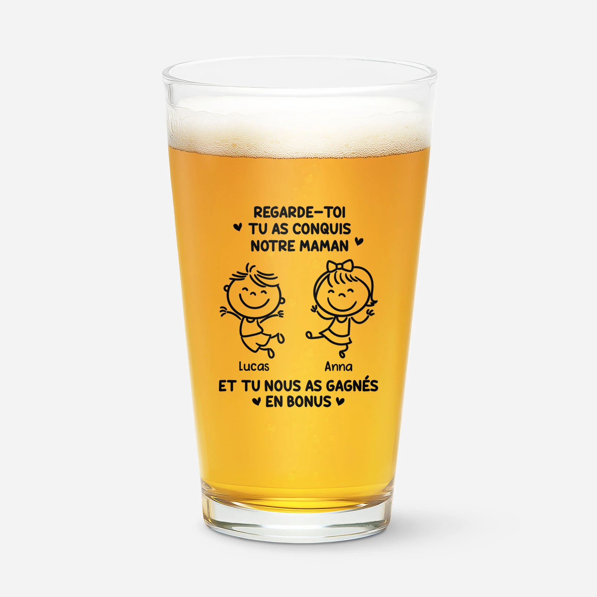Verres À Bière Personnalisés - Cadeau Papa A Conquis Ma Maman