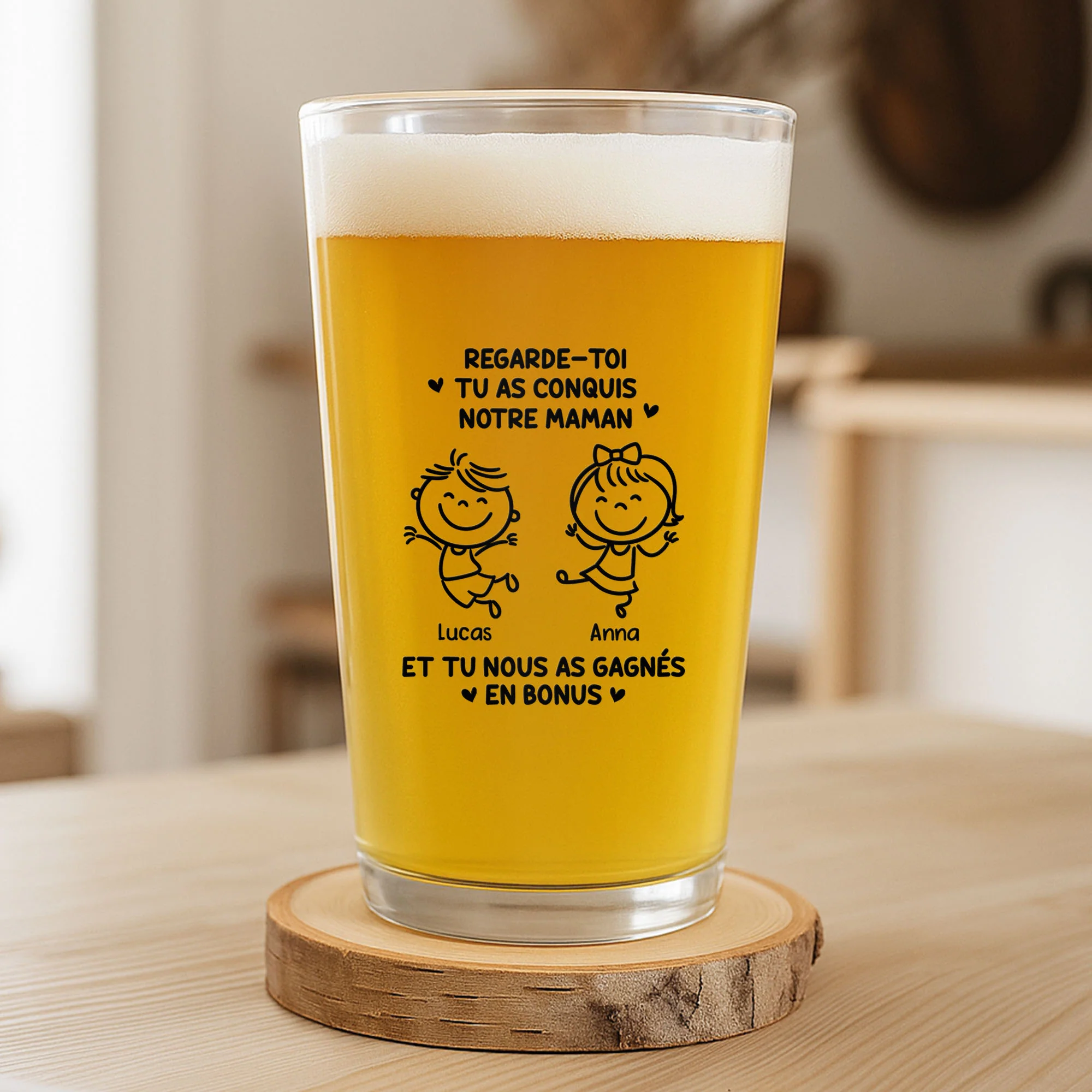 Verres À Bière Personnalisés - Cadeau Papa A Conquis Ma Maman - Image 2